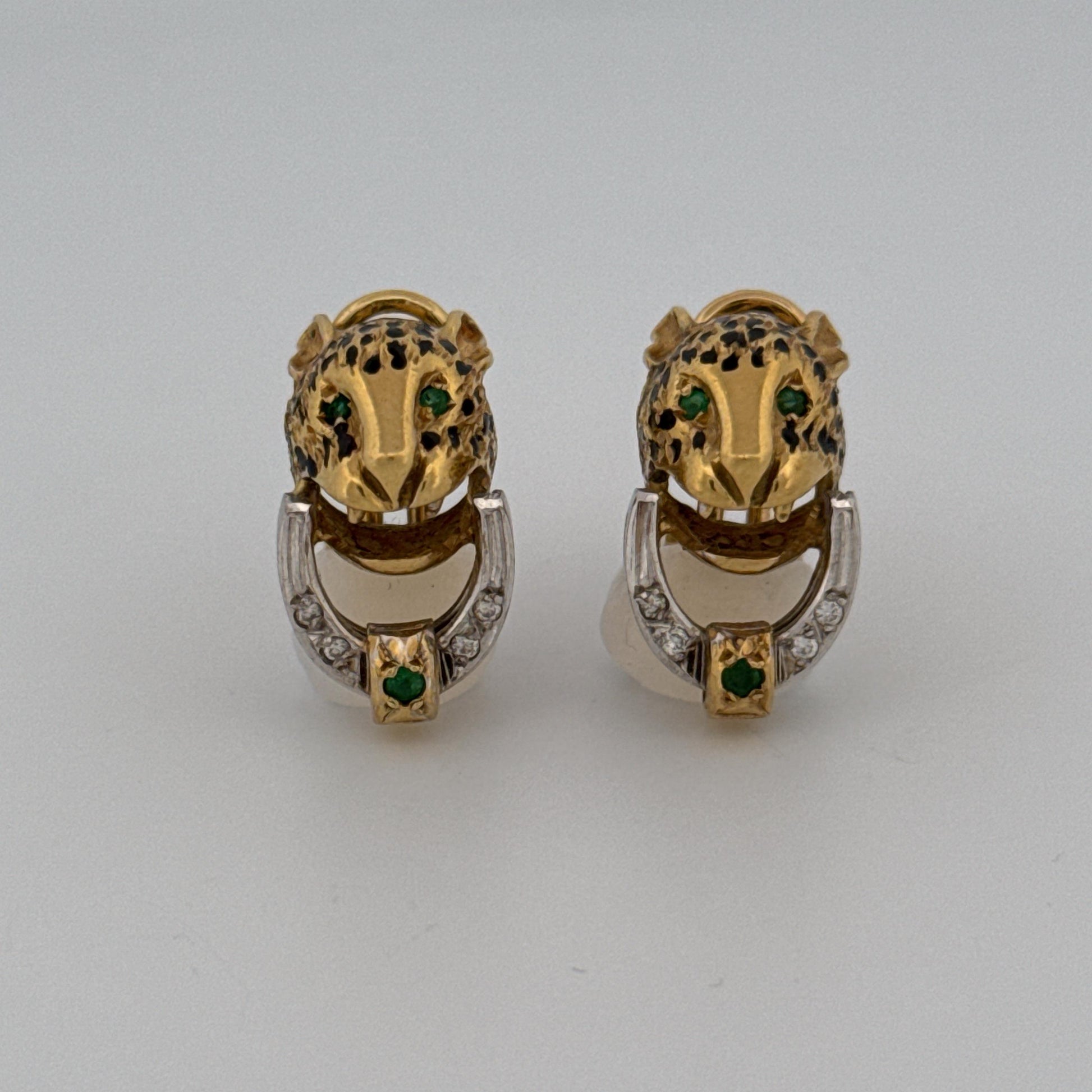 Panther Earrings with Emeralds and Diamonds