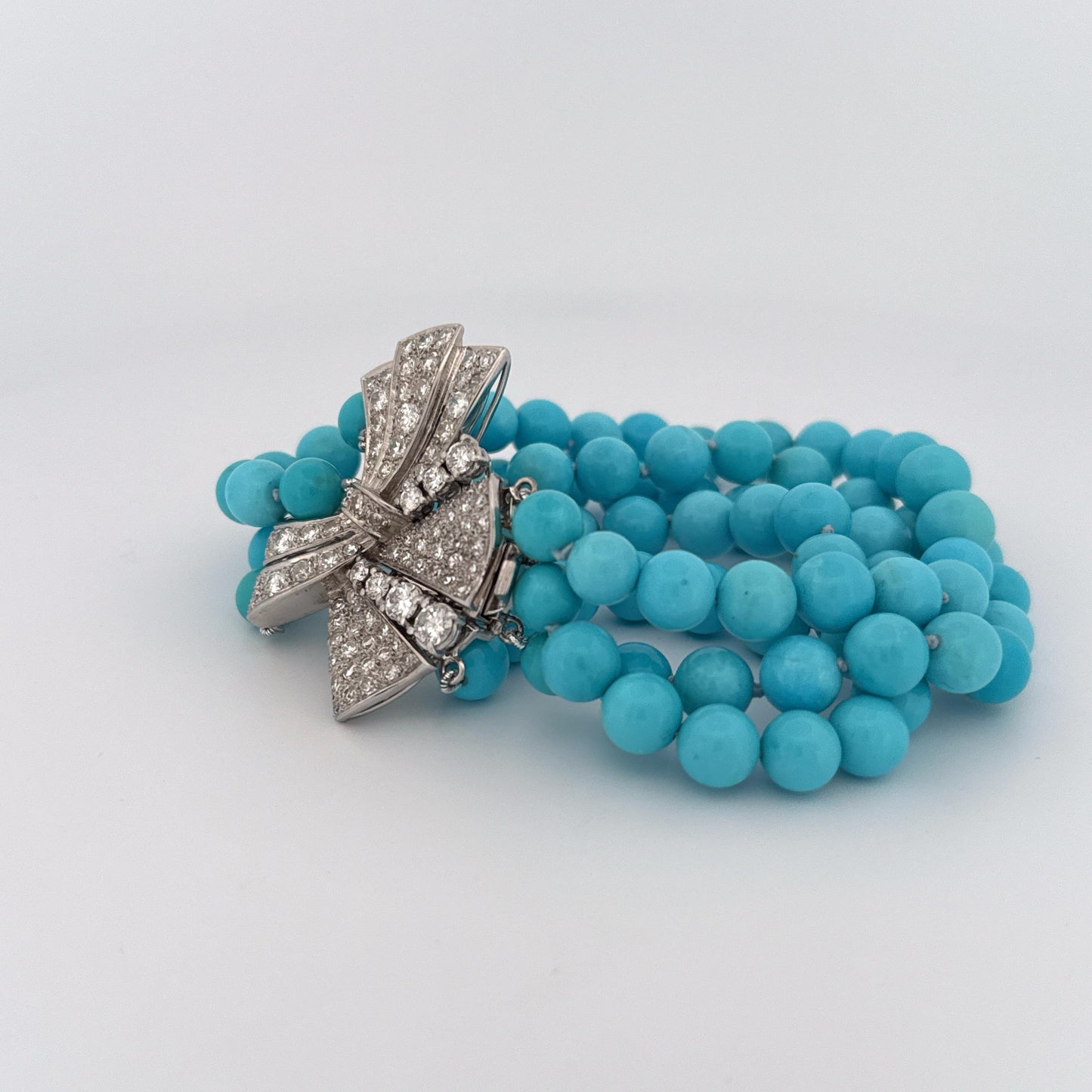 Turquoise and Diamond Bow Bracelet