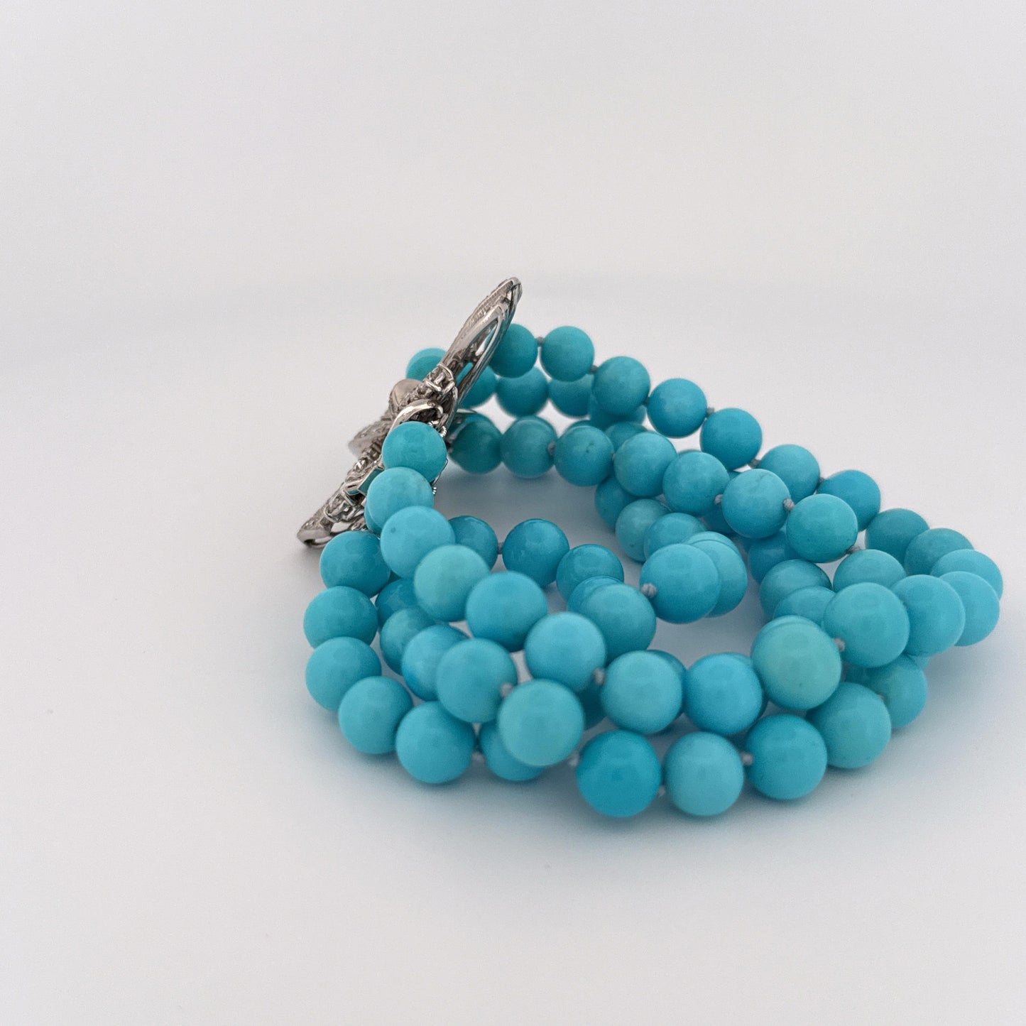 Turquoise and Diamond Bow Bracelet