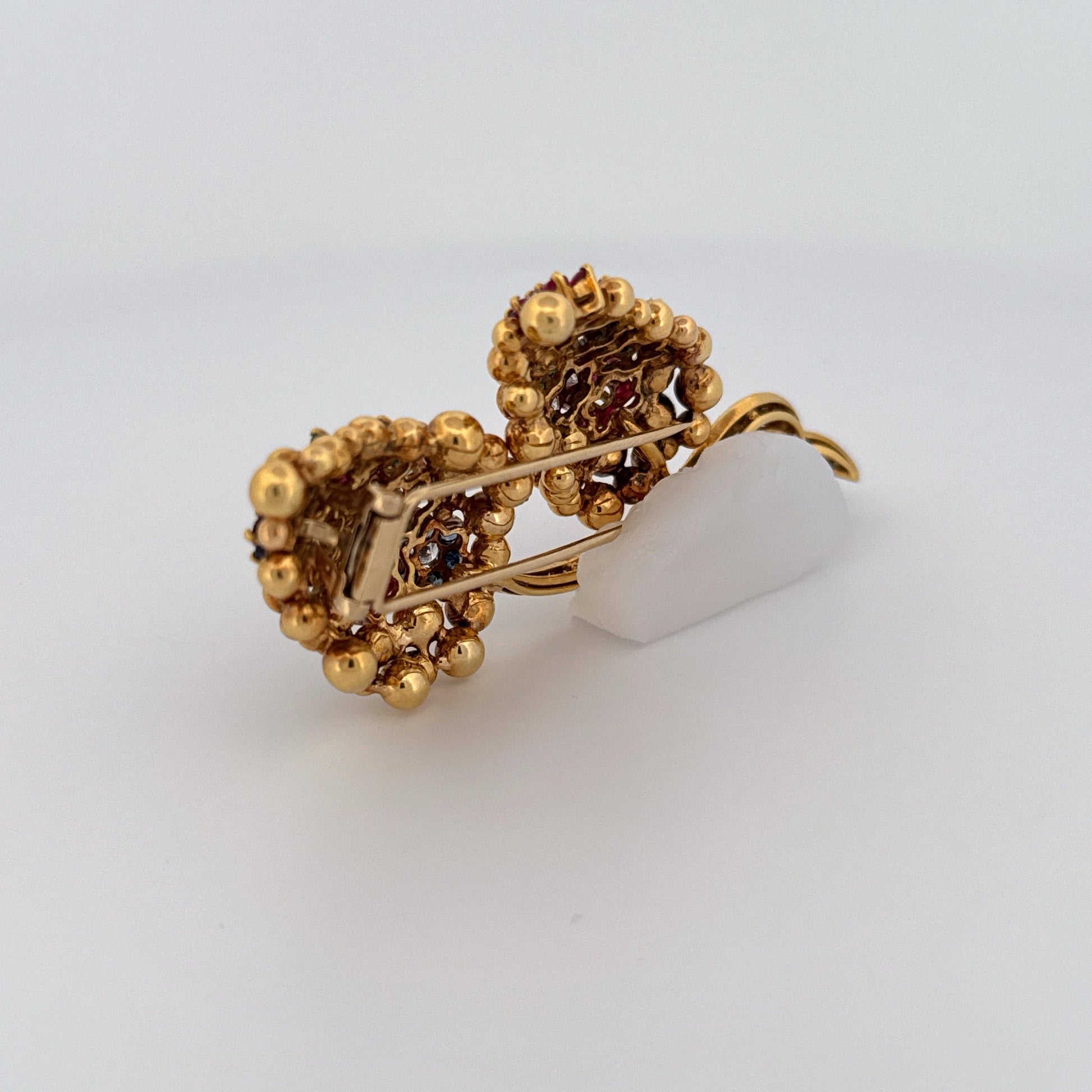 "Big 3" and Diamonds 18K Gold Leaf Brooch