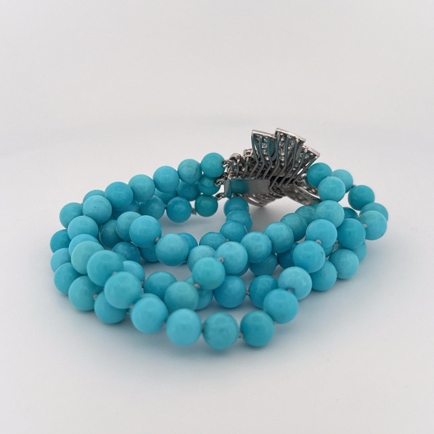 Turquoise and Diamond Bow Bracelet