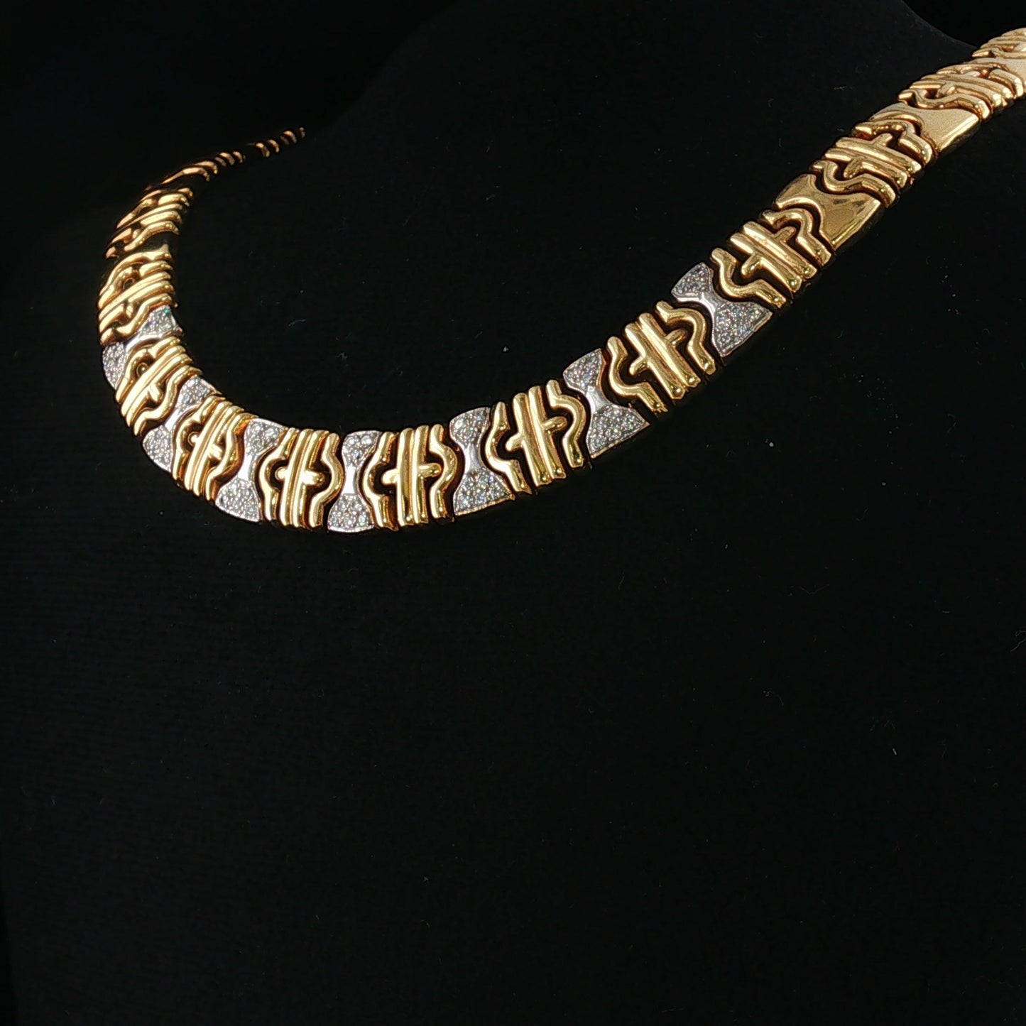 Vintage 14K Two Tone Parentesi Necklace with Diamond Cluster