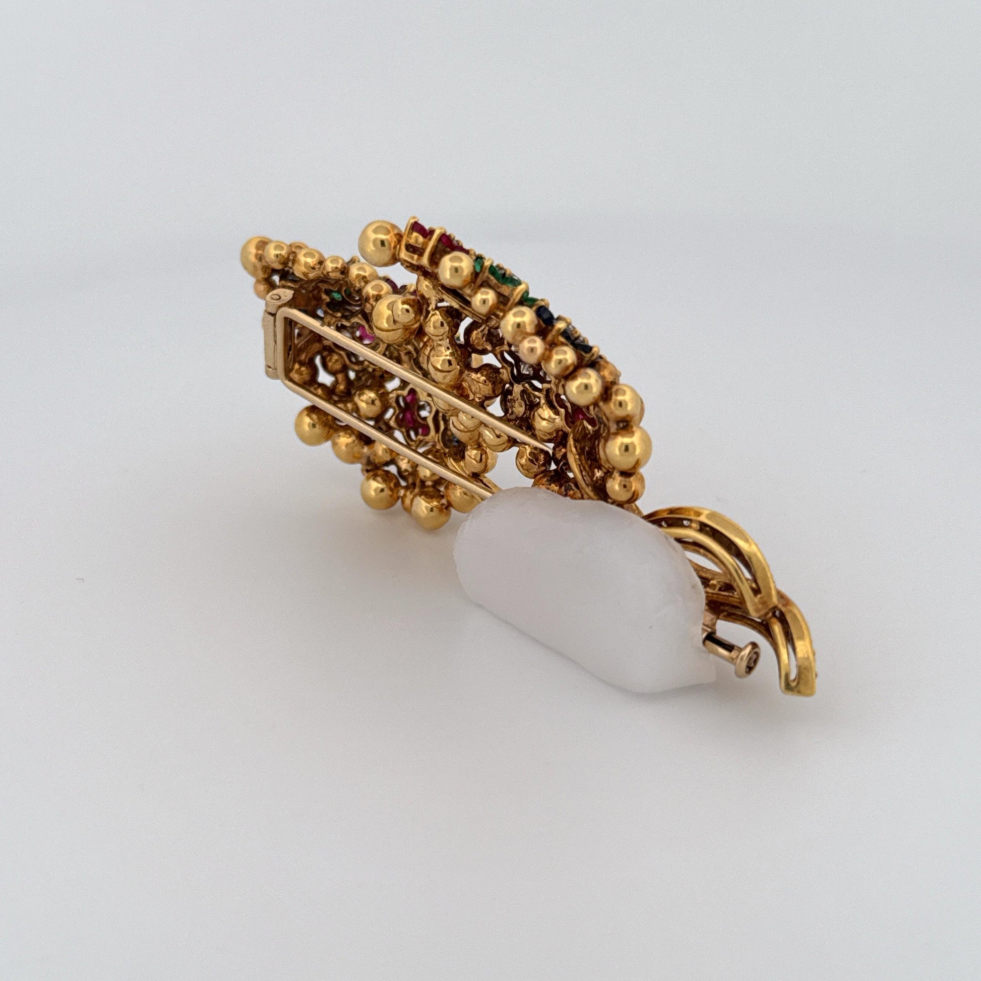 "Big 3" and Diamonds 18K Gold Leaf Brooch