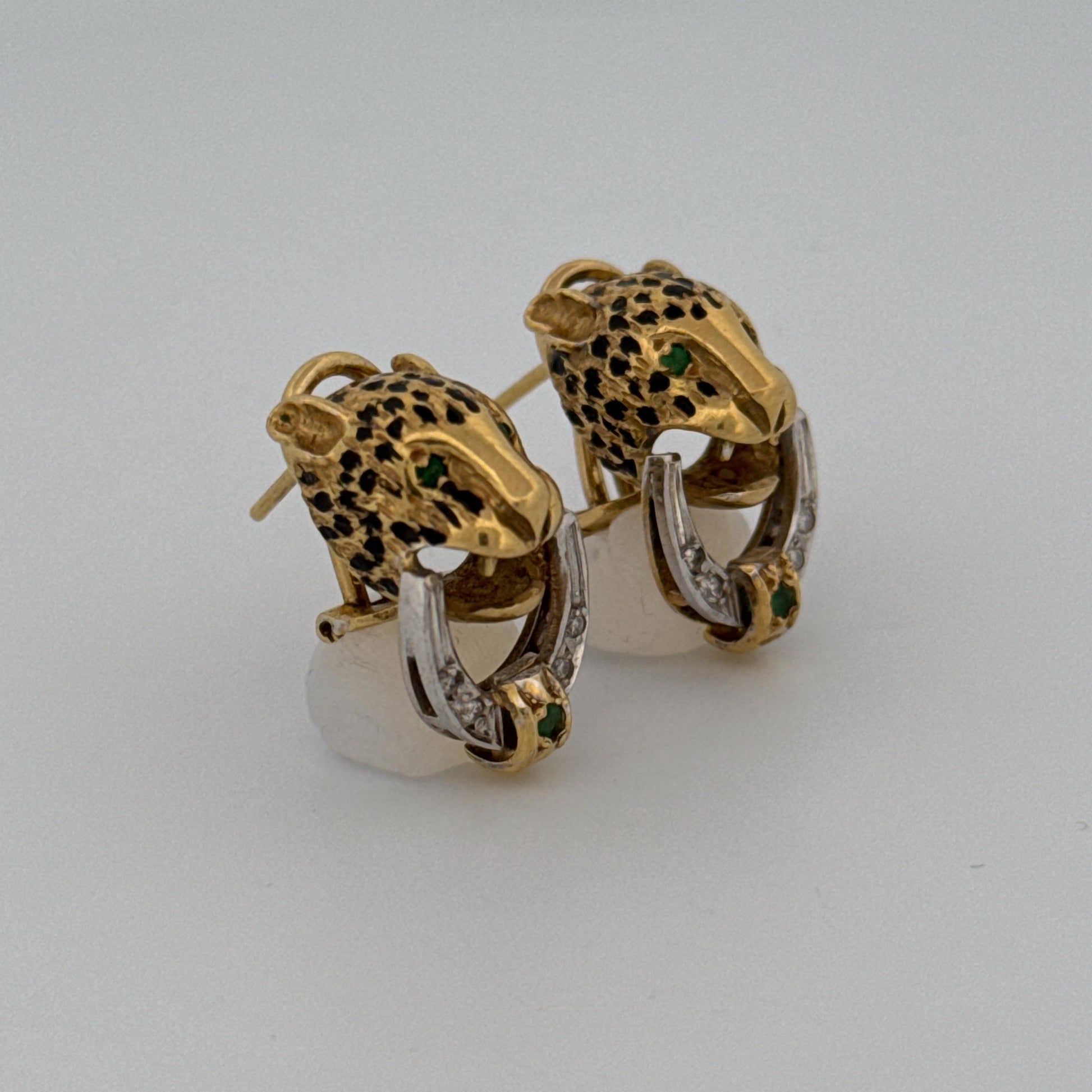 Panther Earrings with Emeralds and Diamonds