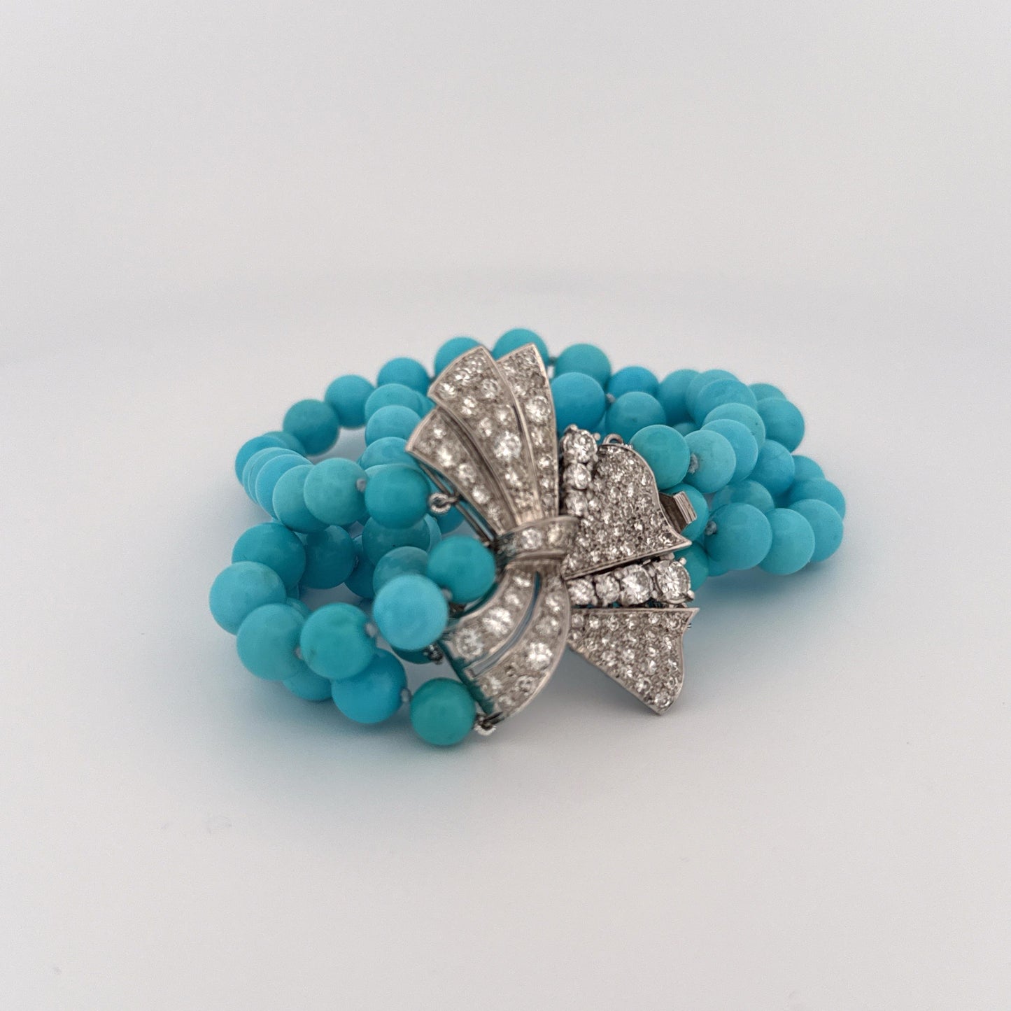 Turquoise and Diamond Bow Bracelet