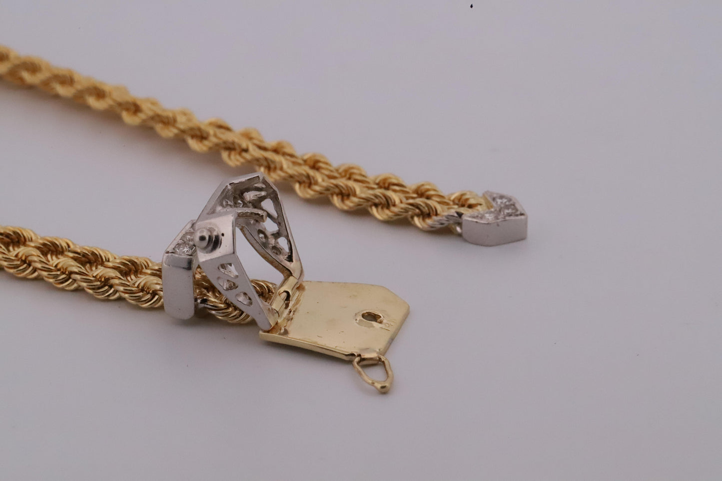 Vintage 14K Gold Rope Bracelet Belt with Diamond Buckle Clasp