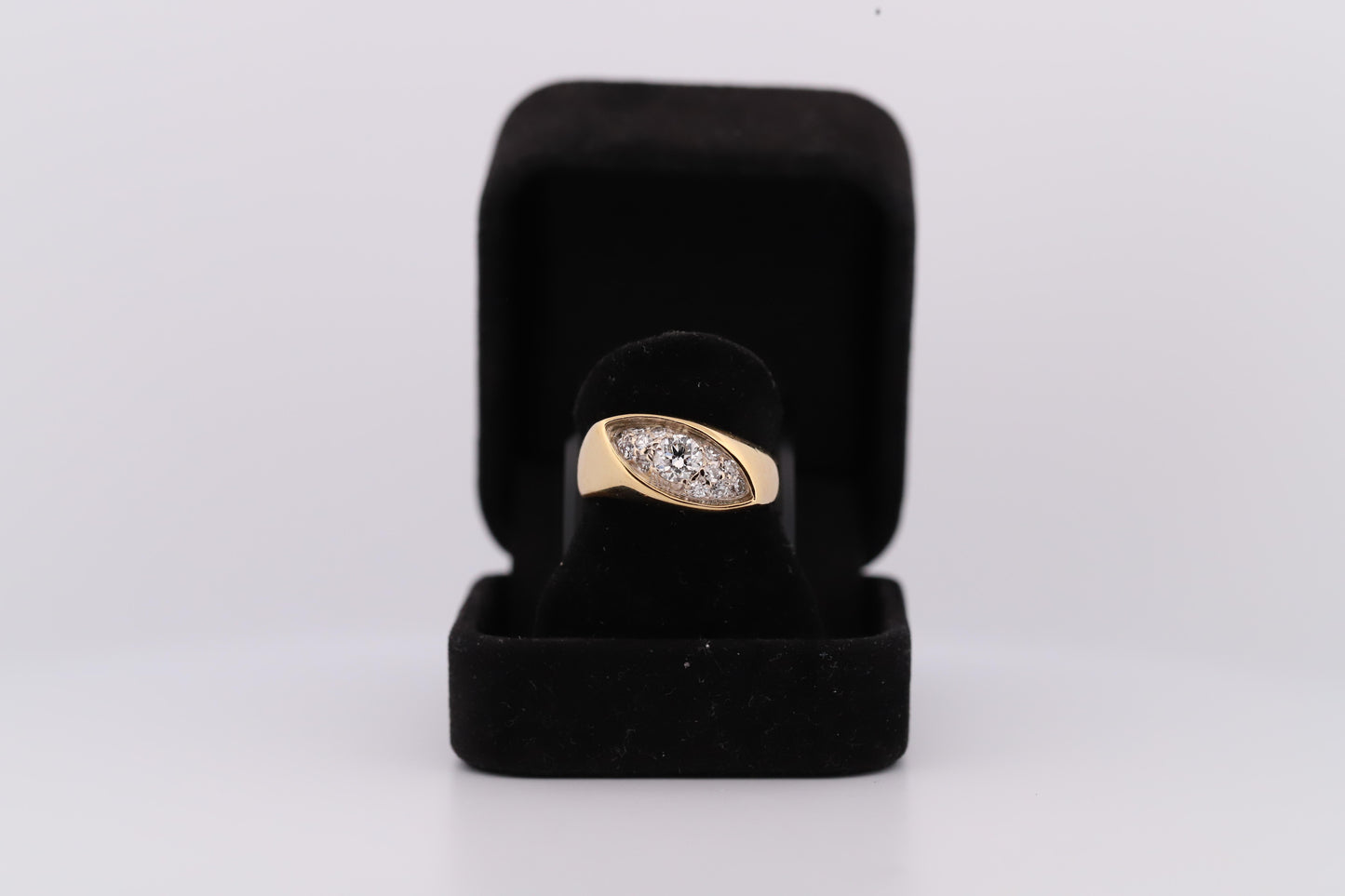 Vintage 18K Gold Diamond Marquise Design Cluster Ring