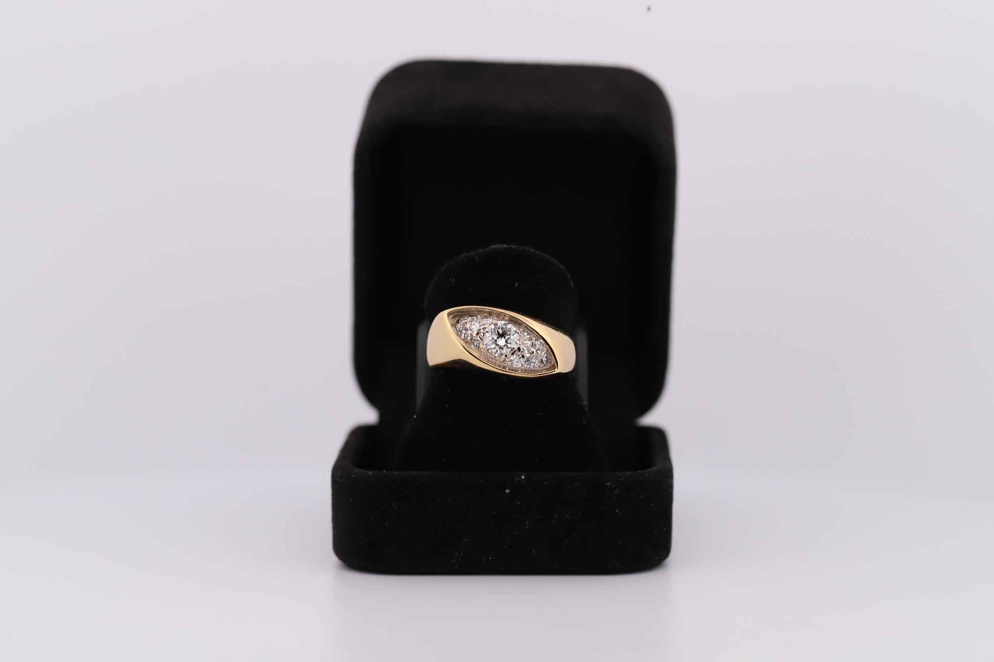 Vintage 18K Gold Diamond Marquise Design Cluster Ring