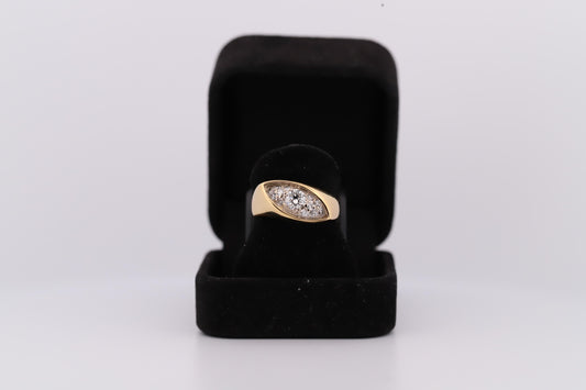 Vintage 18K Gold Diamond Marquise Design Cluster Ring