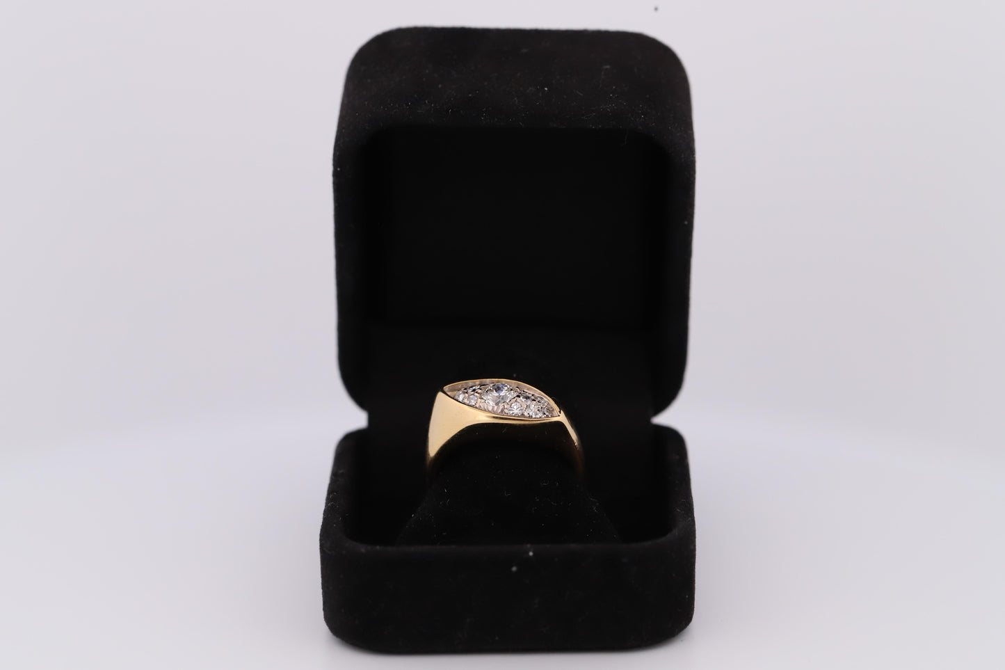 Vintage 18K Gold Diamond Marquise Design Cluster Ring