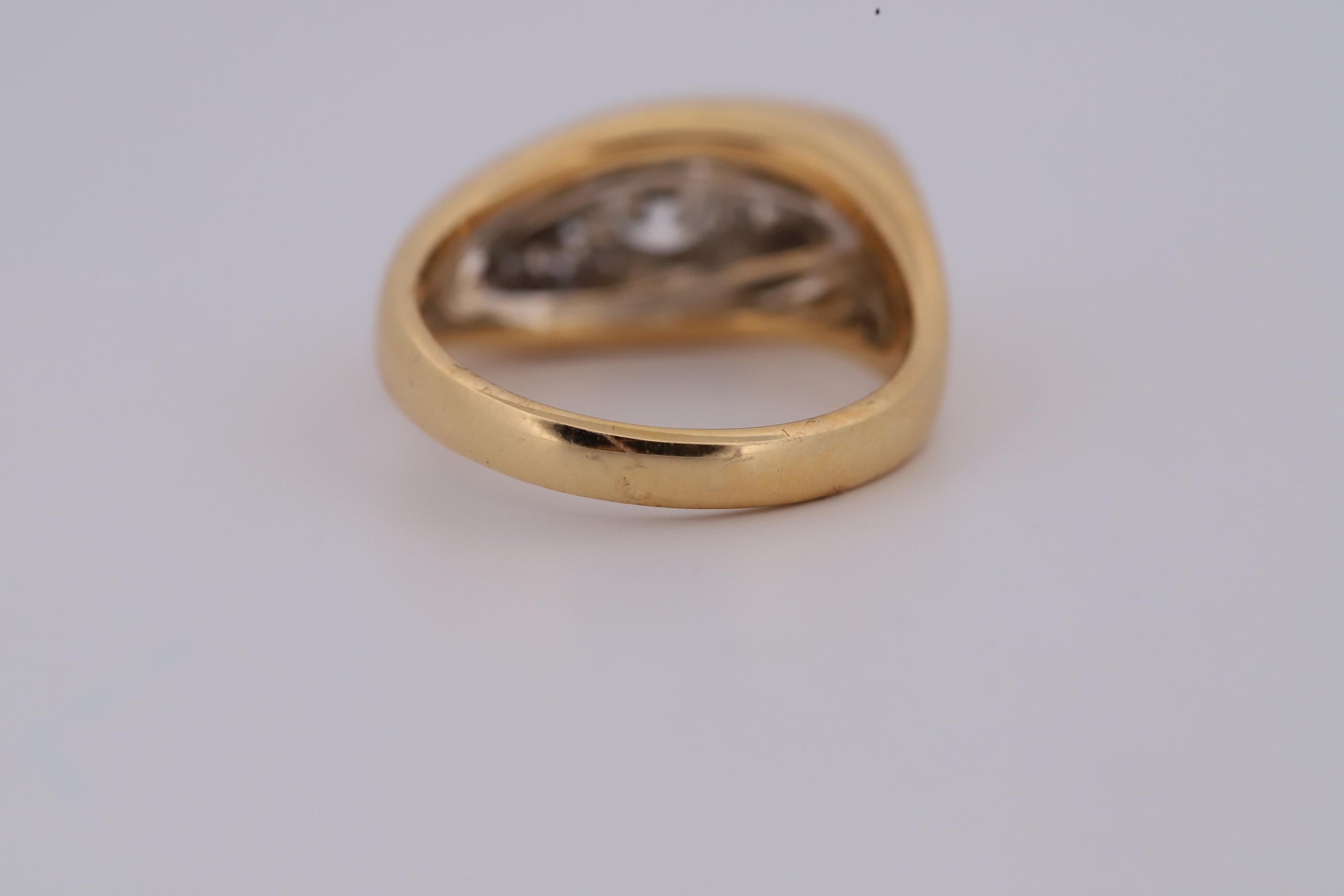 Vintage 18K Gold Diamond Marquise Design Cluster Ring