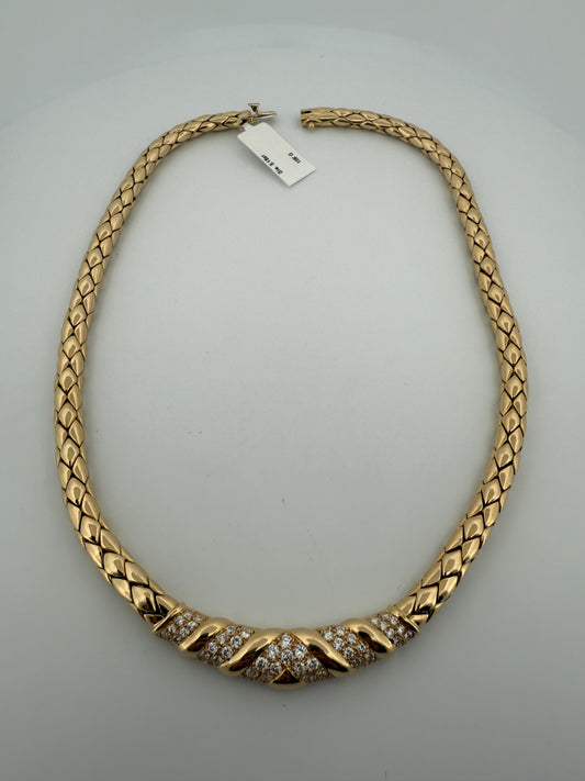 Fred Paris Diamond and 18K Yellow Gold Necklace