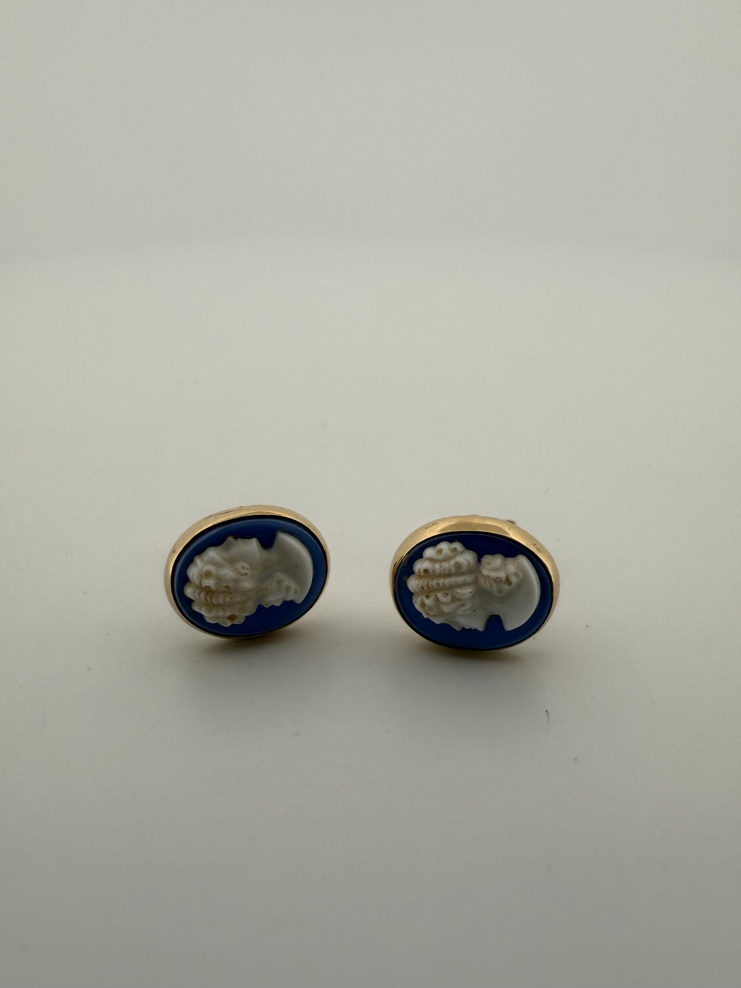 Antique Cameo Earrings with 14k Gold