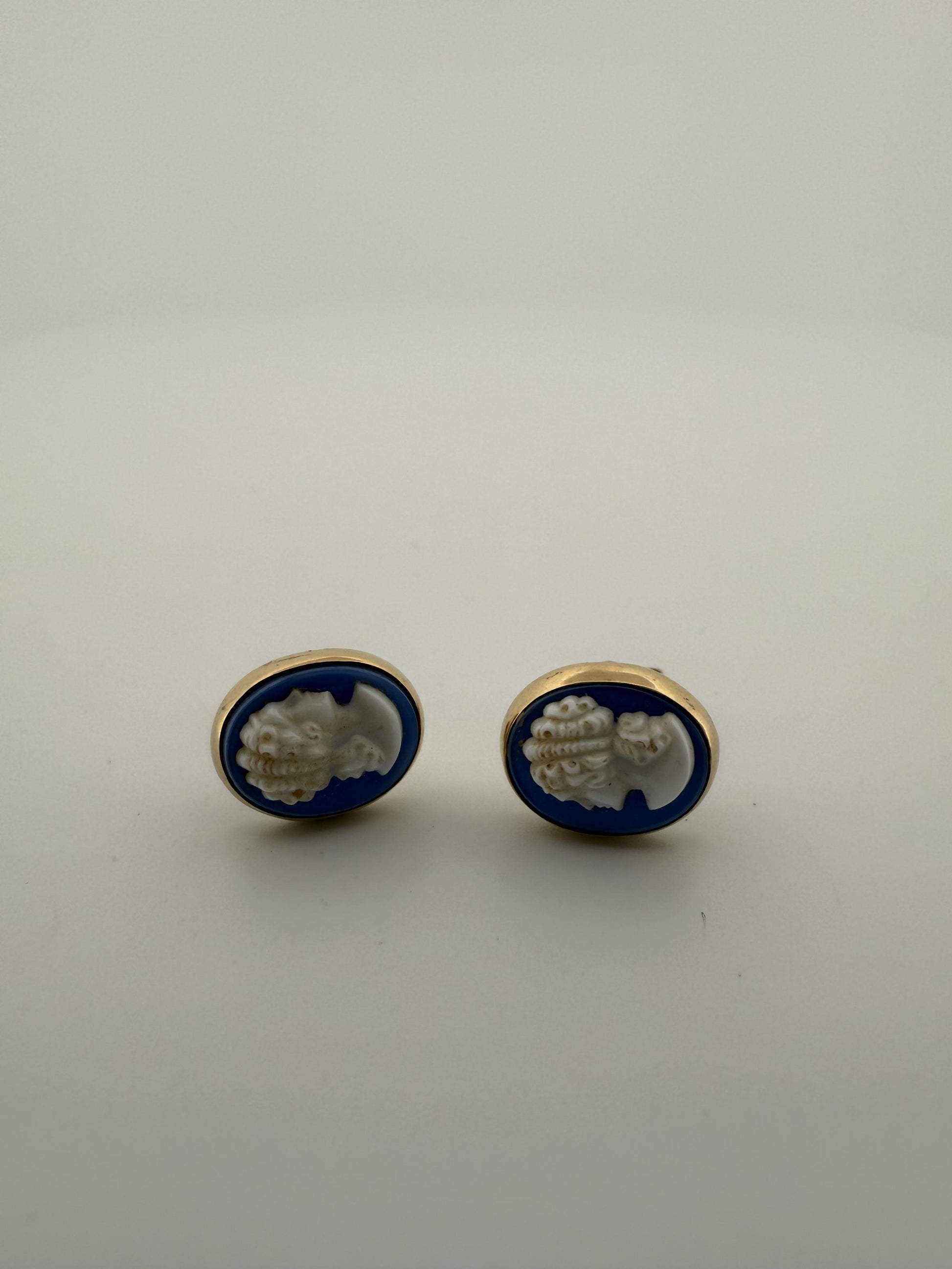Antique Cameo Earrings with 14k Gold