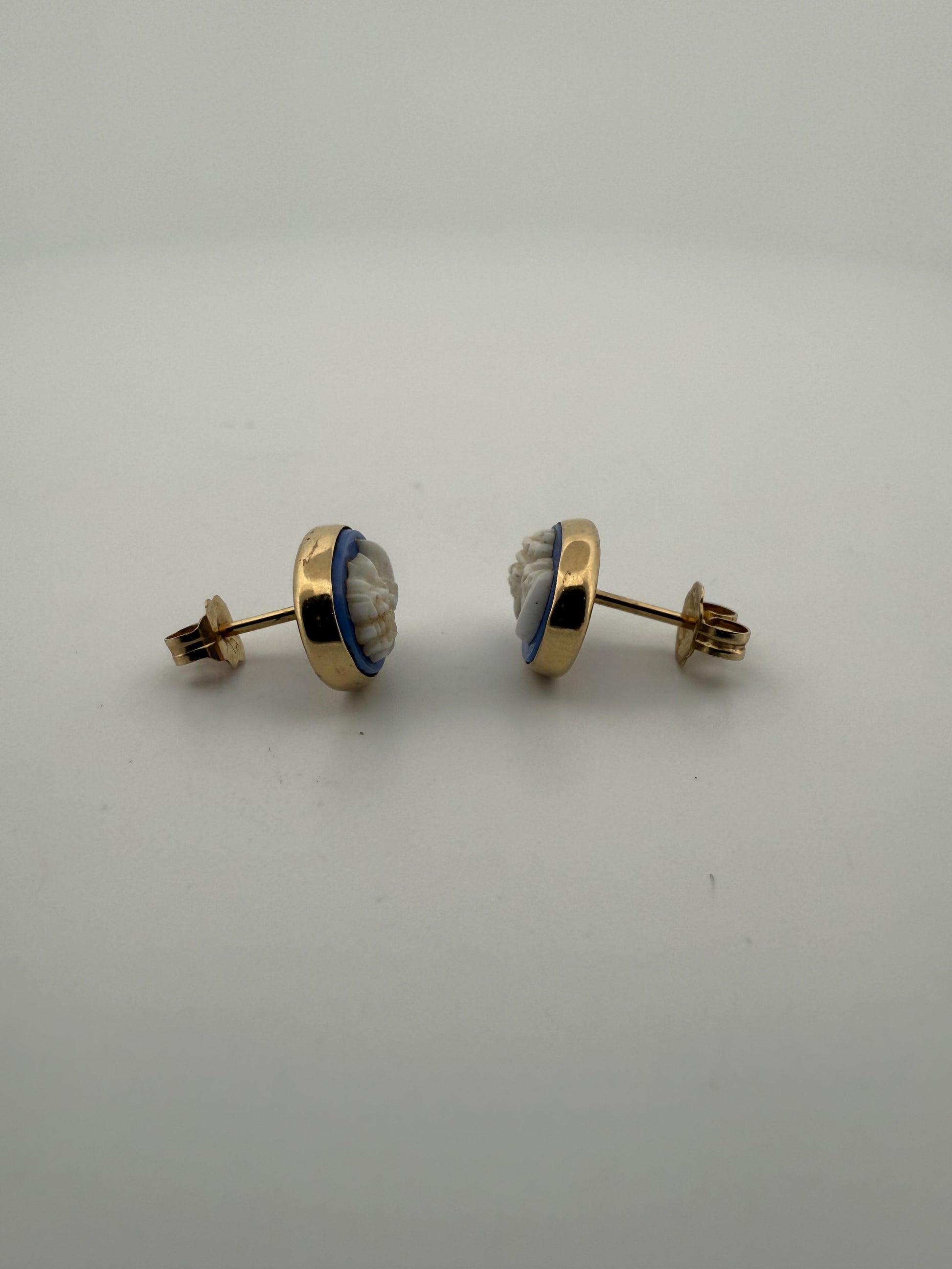 Antique Cameo Earrings with 14k Gold