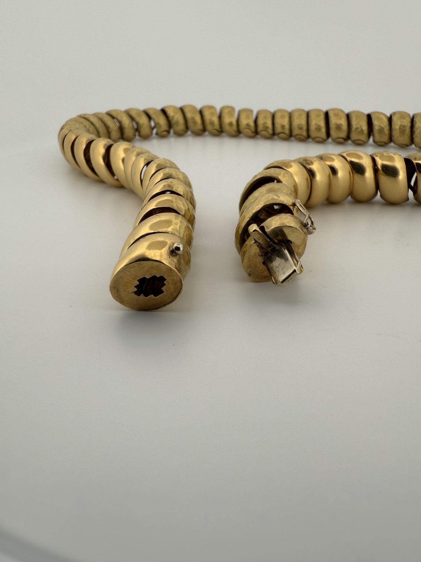 "H. Stern" Napier Hammered and Smooth 18K Gold Finished Necklace