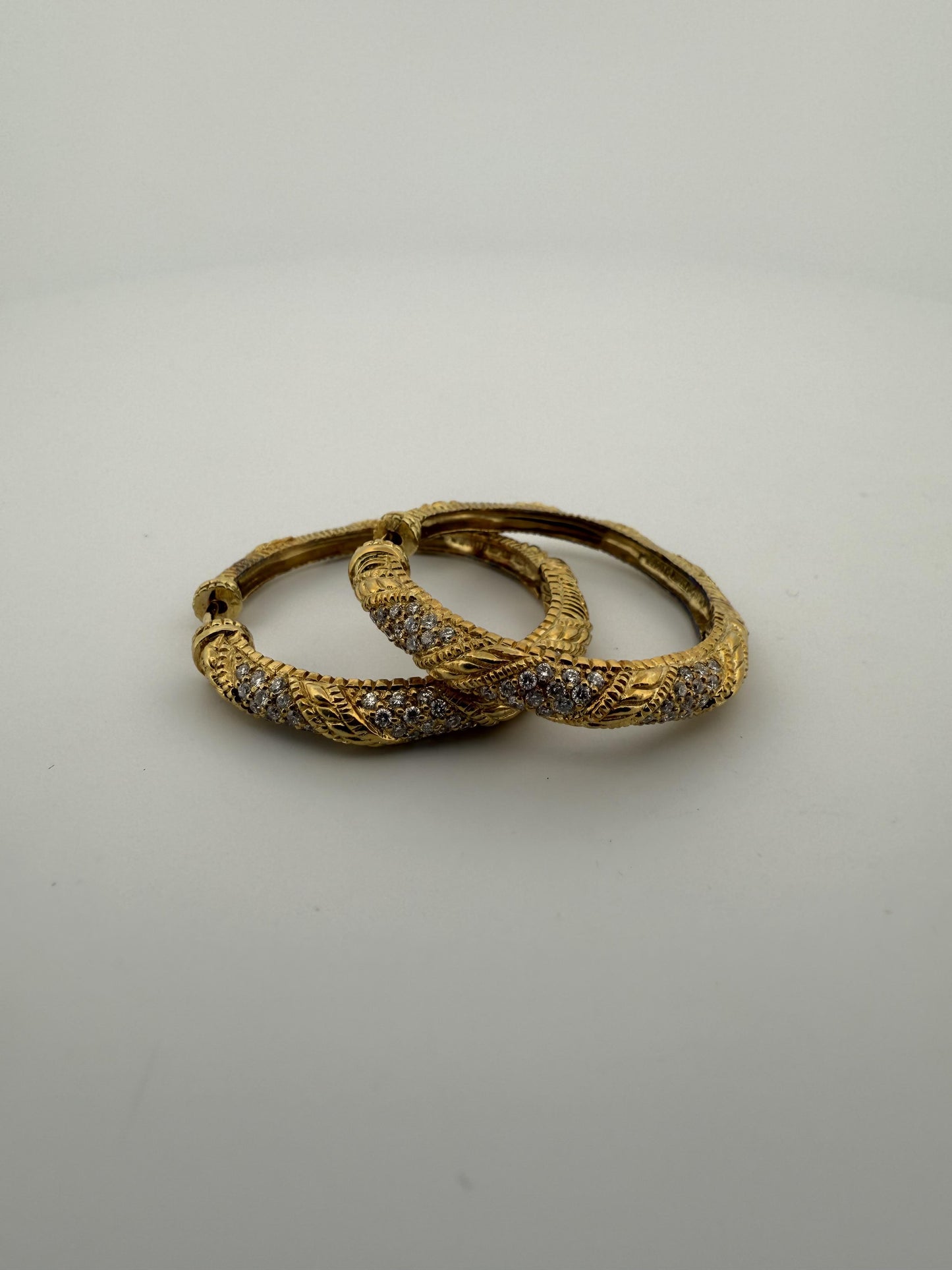 Vintage Braided Judith Ripka Diamond and 18K Gold Earrings