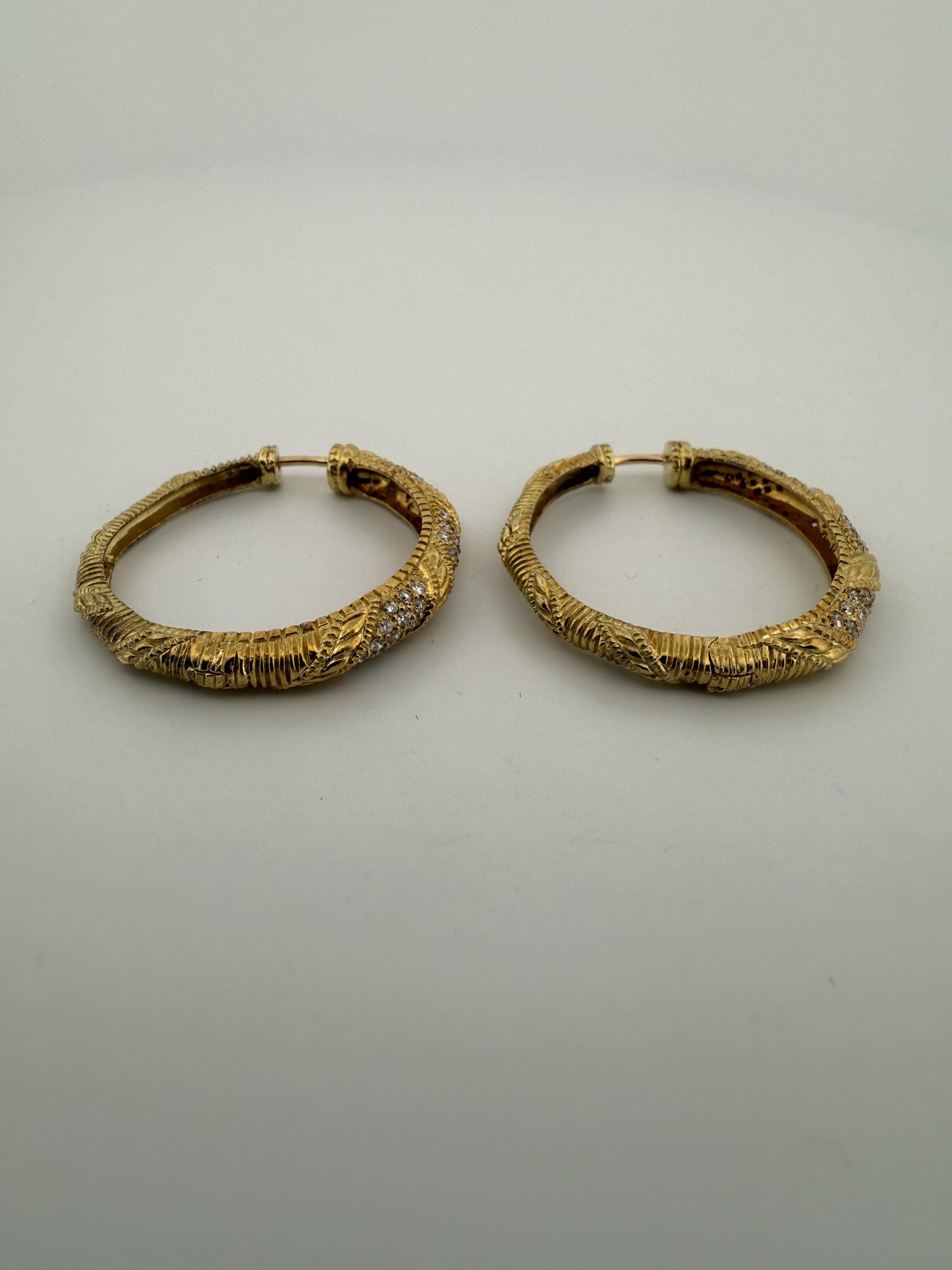 Vintage Braided Judith Ripka Diamond and 18K Gold Earrings