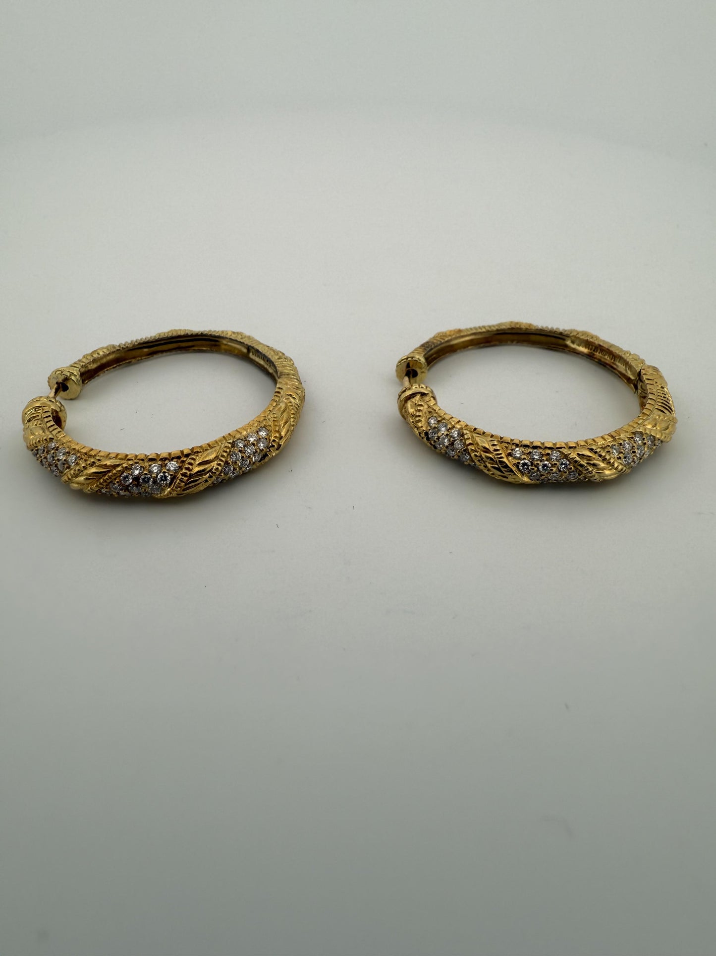 Vintage Braided Judith Ripka Diamond and 18K Gold Earrings