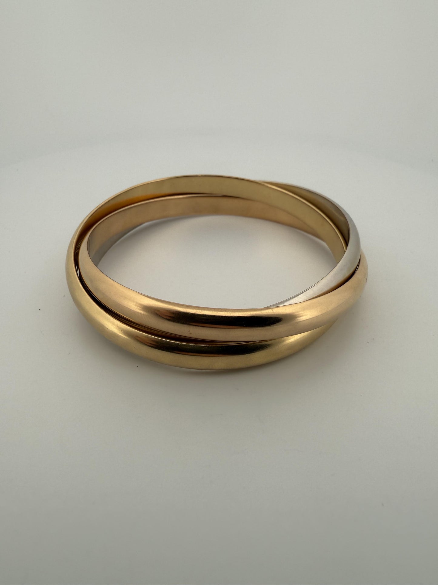 Cartier Trinity Tri-Colored Bangle in 18K Rose, White, Yellow Gold