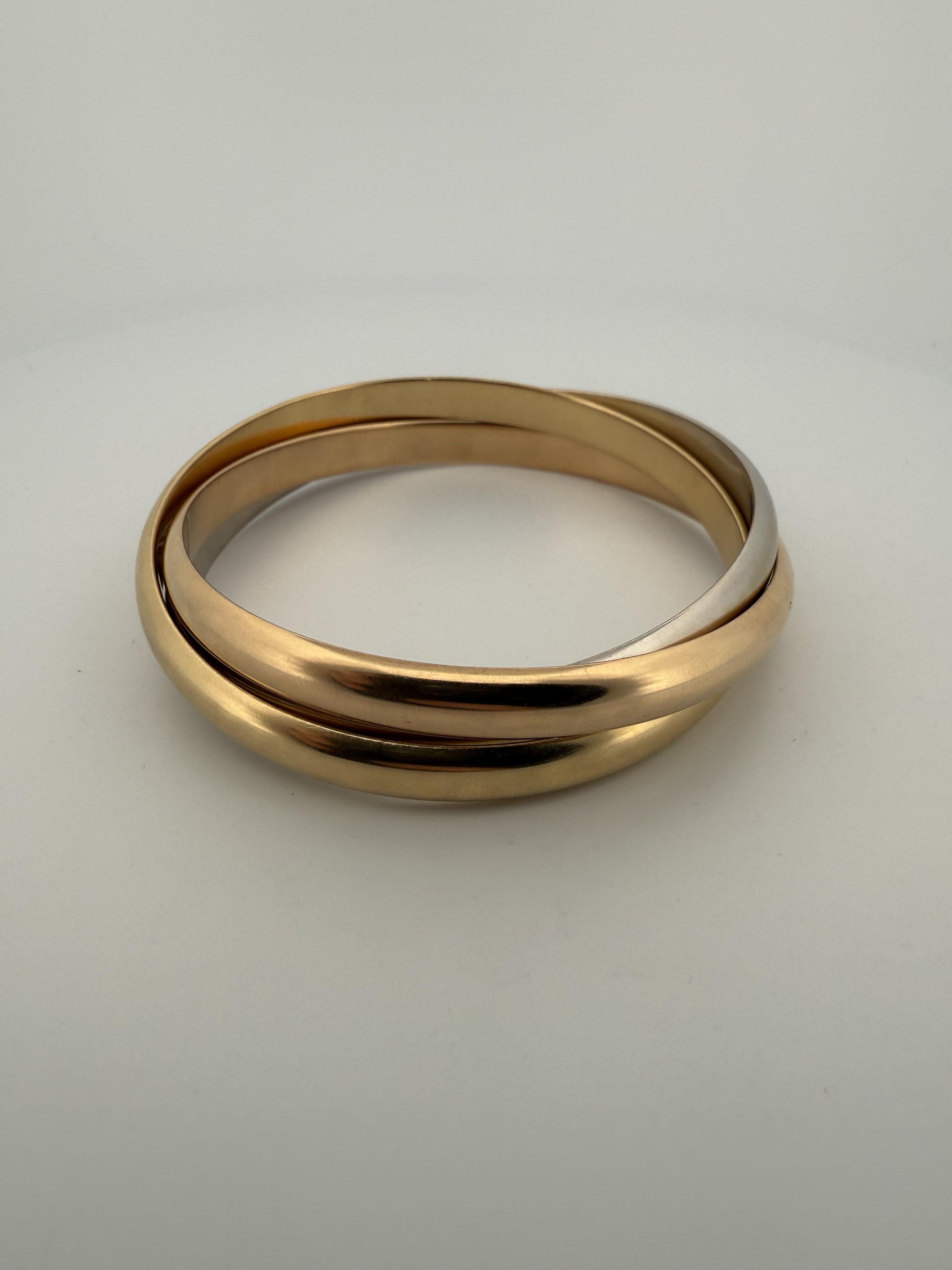 Cartier Trinity Tri-Colored Bangle in 18K Rose, White, Yellow Gold