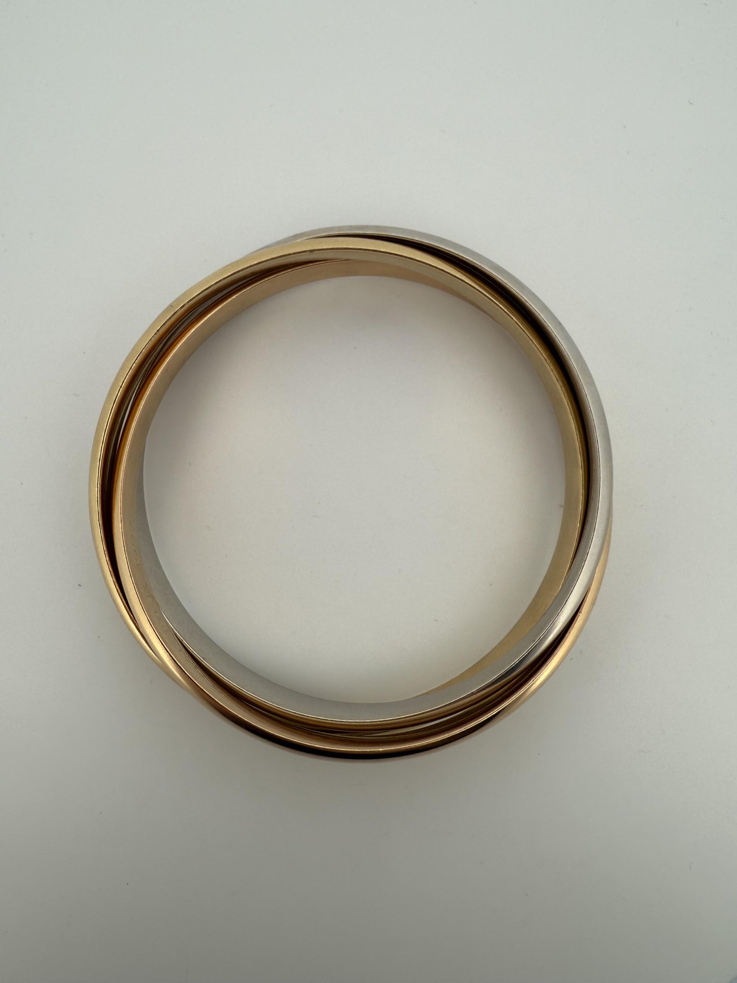 Cartier Trinity Tri-Colored Bangle in 18K Rose, White, Yellow Gold