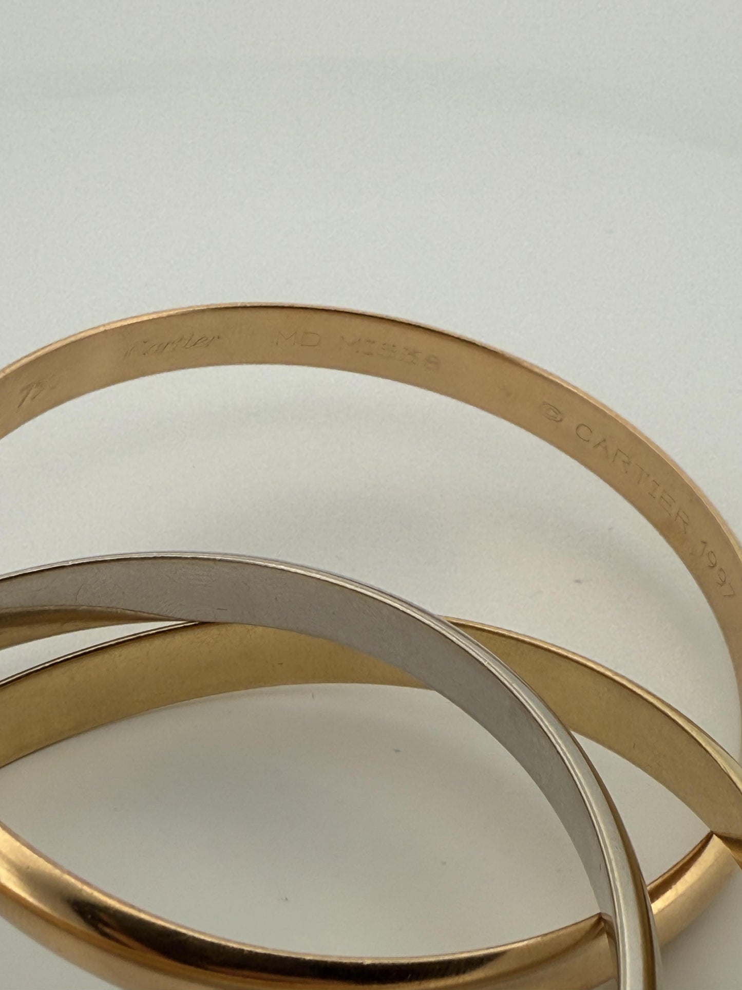 Cartier Trinity Tri-Colored Bangle in 18K Rose, White, Yellow Gold