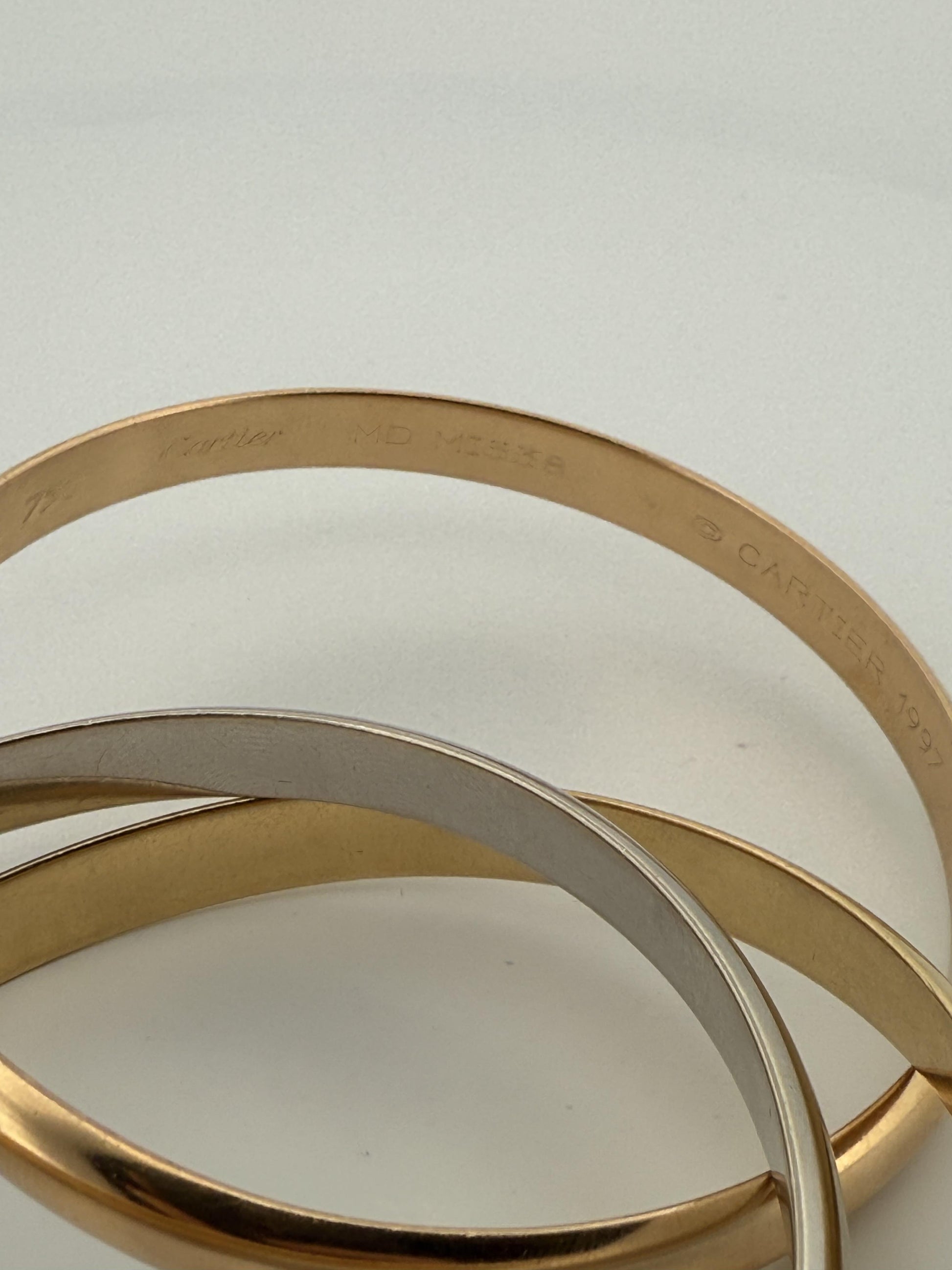 Cartier Trinity Tri-Colored Bangle in 18K Rose, White, Yellow Gold