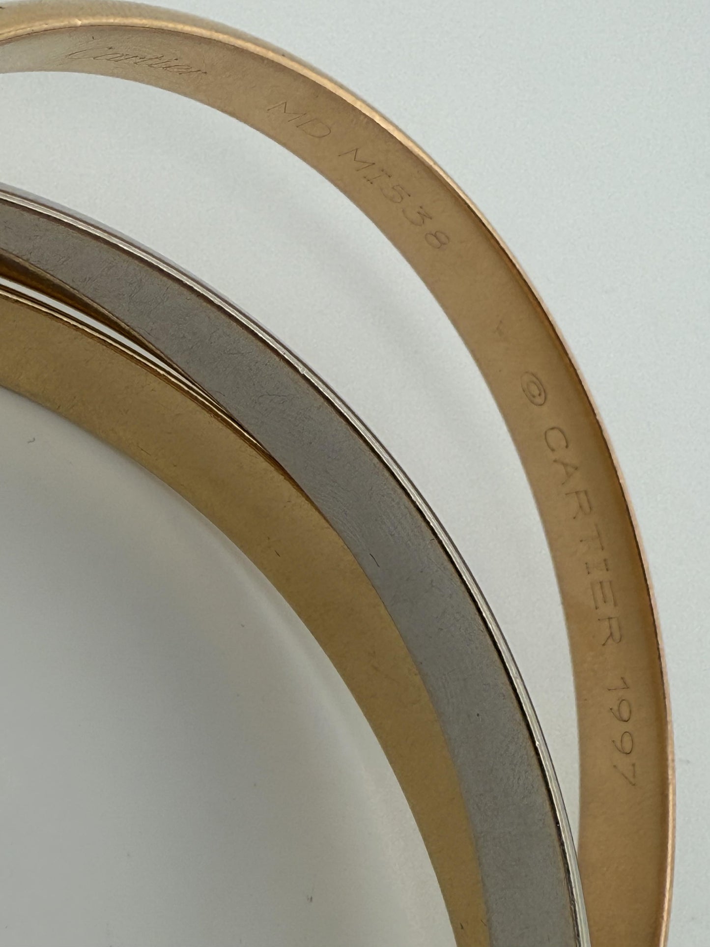 Cartier Trinity Tri-Colored Bangle in 18K Rose, White, Yellow Gold