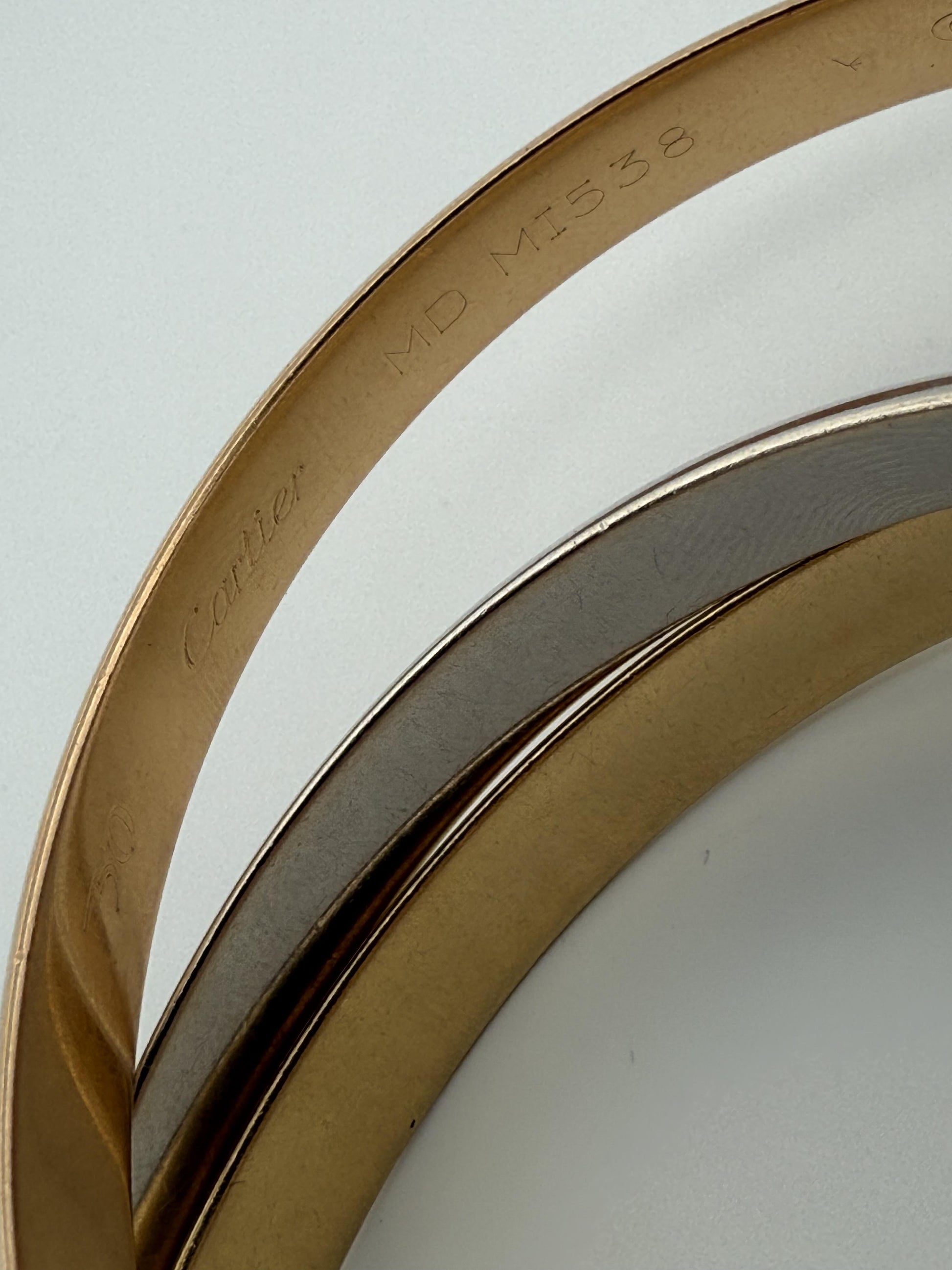 Cartier Trinity Tri-Colored Bangle in 18K Rose, White, Yellow Gold