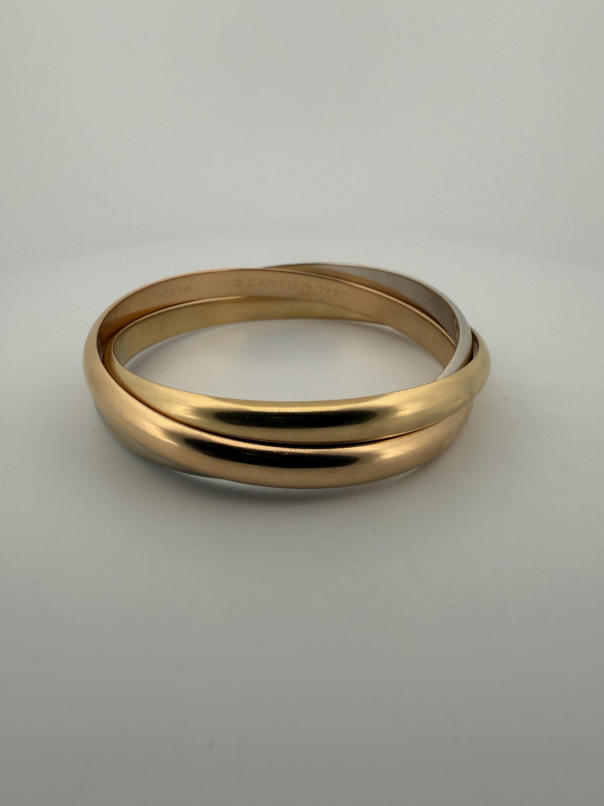 Cartier Trinity Tri-Colored Bangle in 18K Rose, White, Yellow Gold