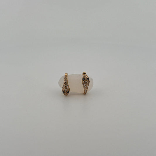 14K Gold and Diamond Serpent Earrings w/Emerald Eyes