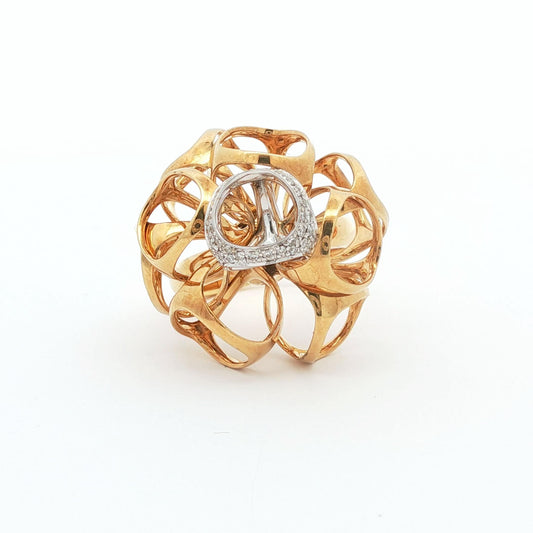 Large Dimodolo Diamond Cocktail Ring in 18k Rose and Yellow Gold