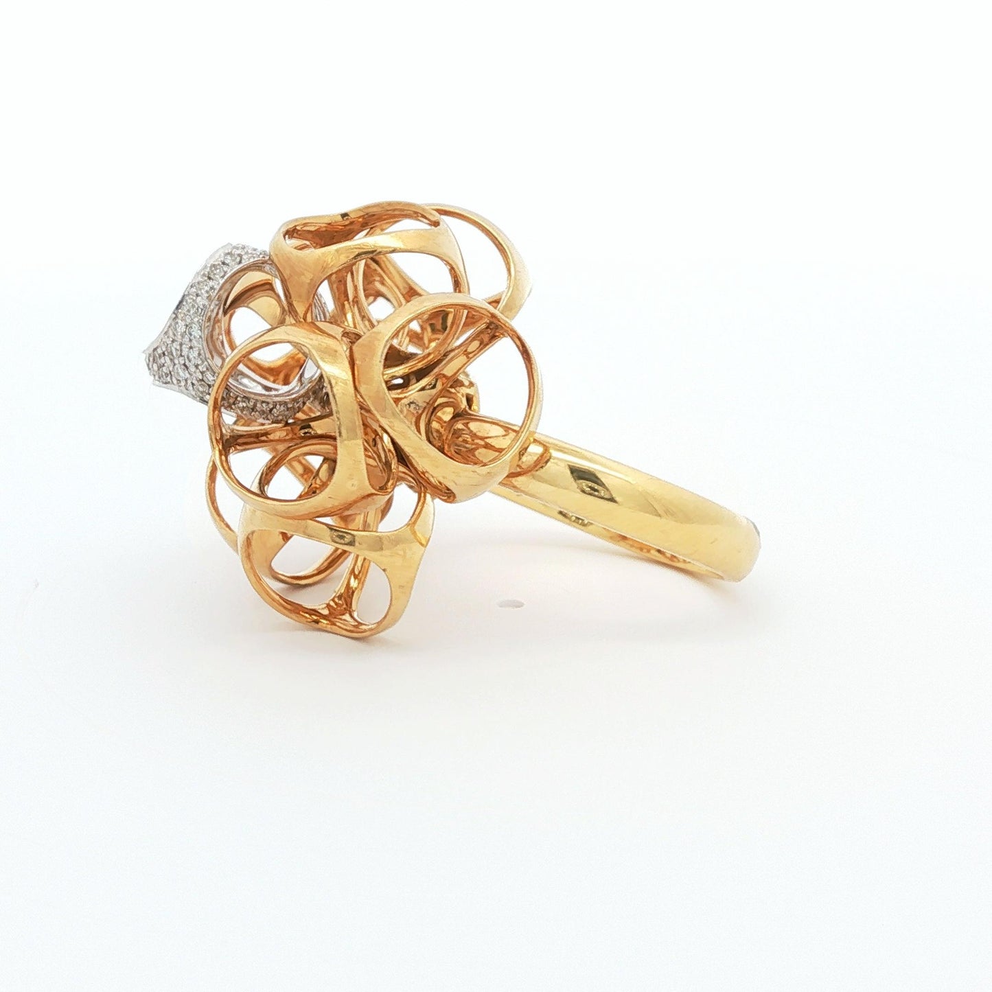 Large Dimodolo Diamond Cocktail Ring in 18k Rose and Yellow Gold
