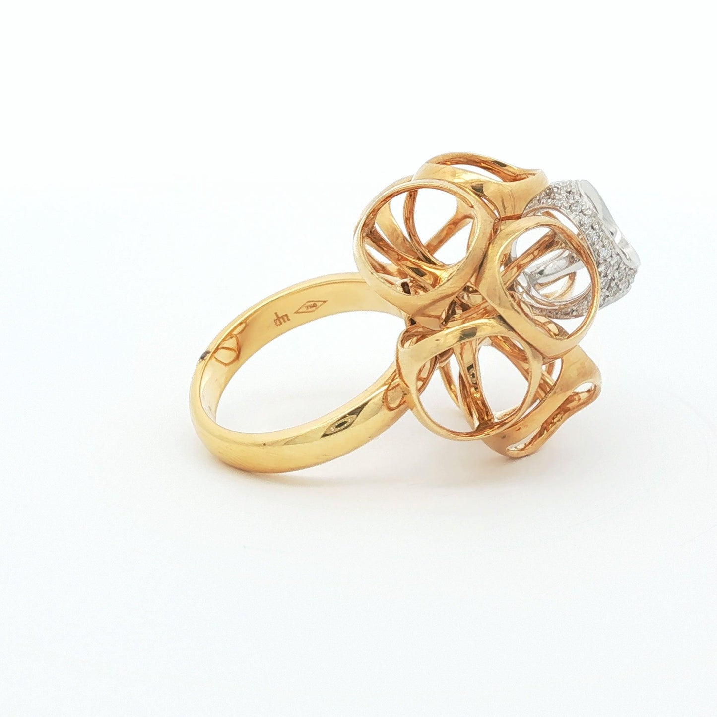 Large Dimodolo Diamond Cocktail Ring in 18k Rose and Yellow Gold