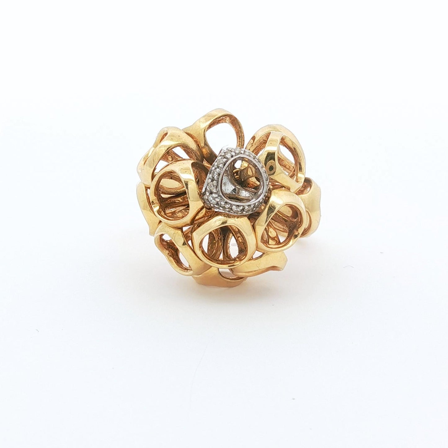Medium Dimodolo Diamond Cocktail Ring in 18k White and Yellow Gold