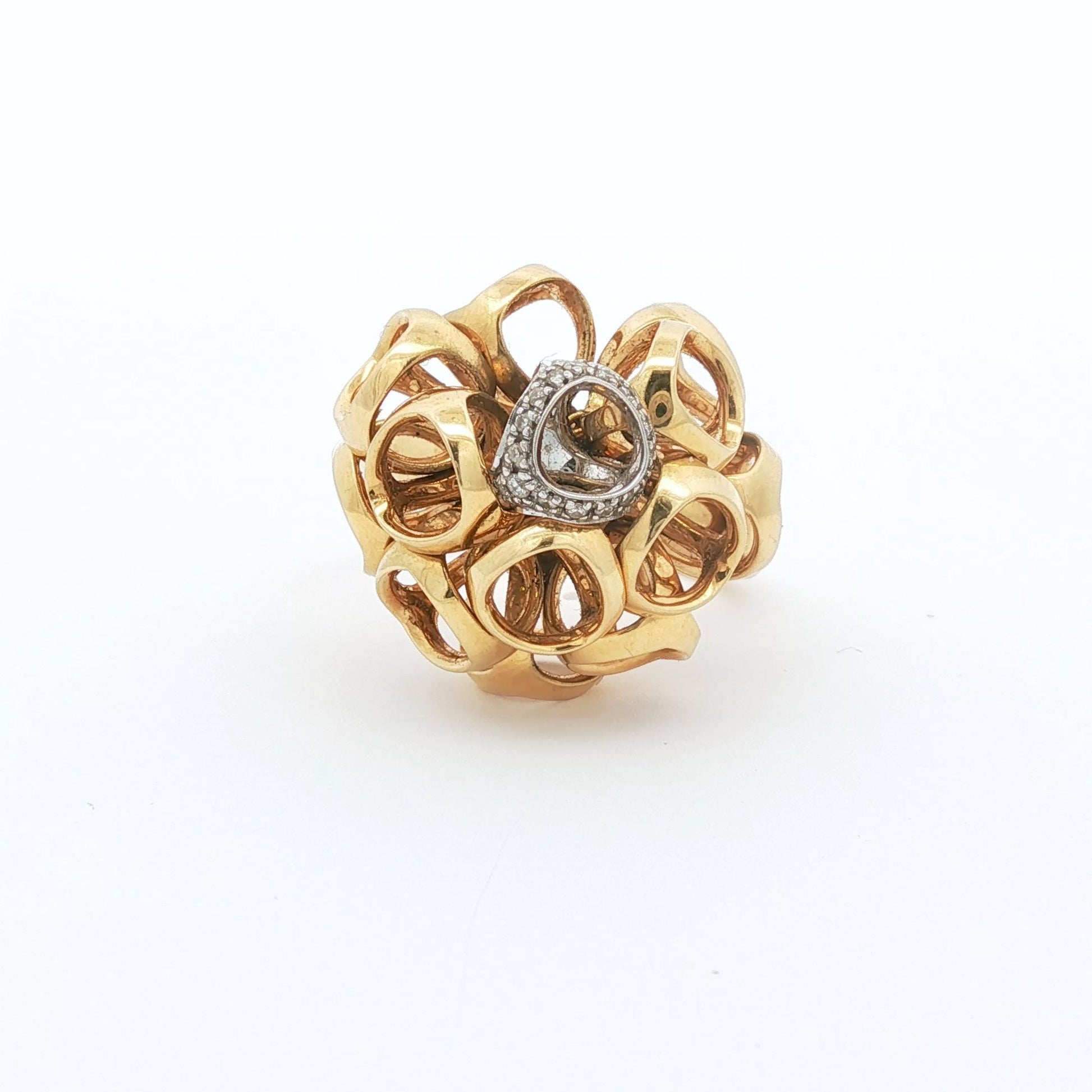 Medium Dimodolo Diamond Cocktail Ring in 18k White and Yellow Gold