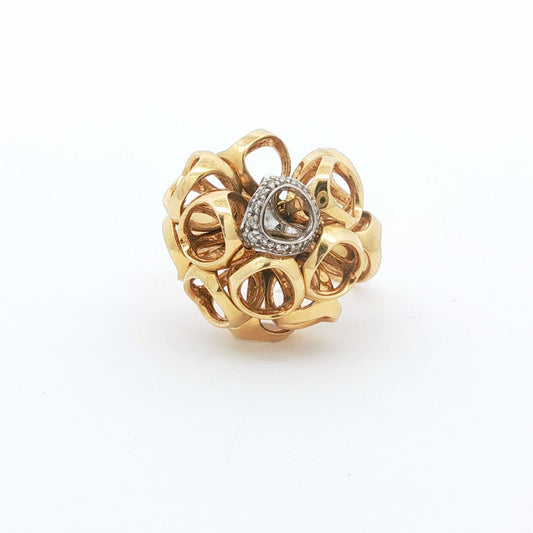 Medium Dimodolo Diamond Cocktail Ring in 18k White and Yellow Gold