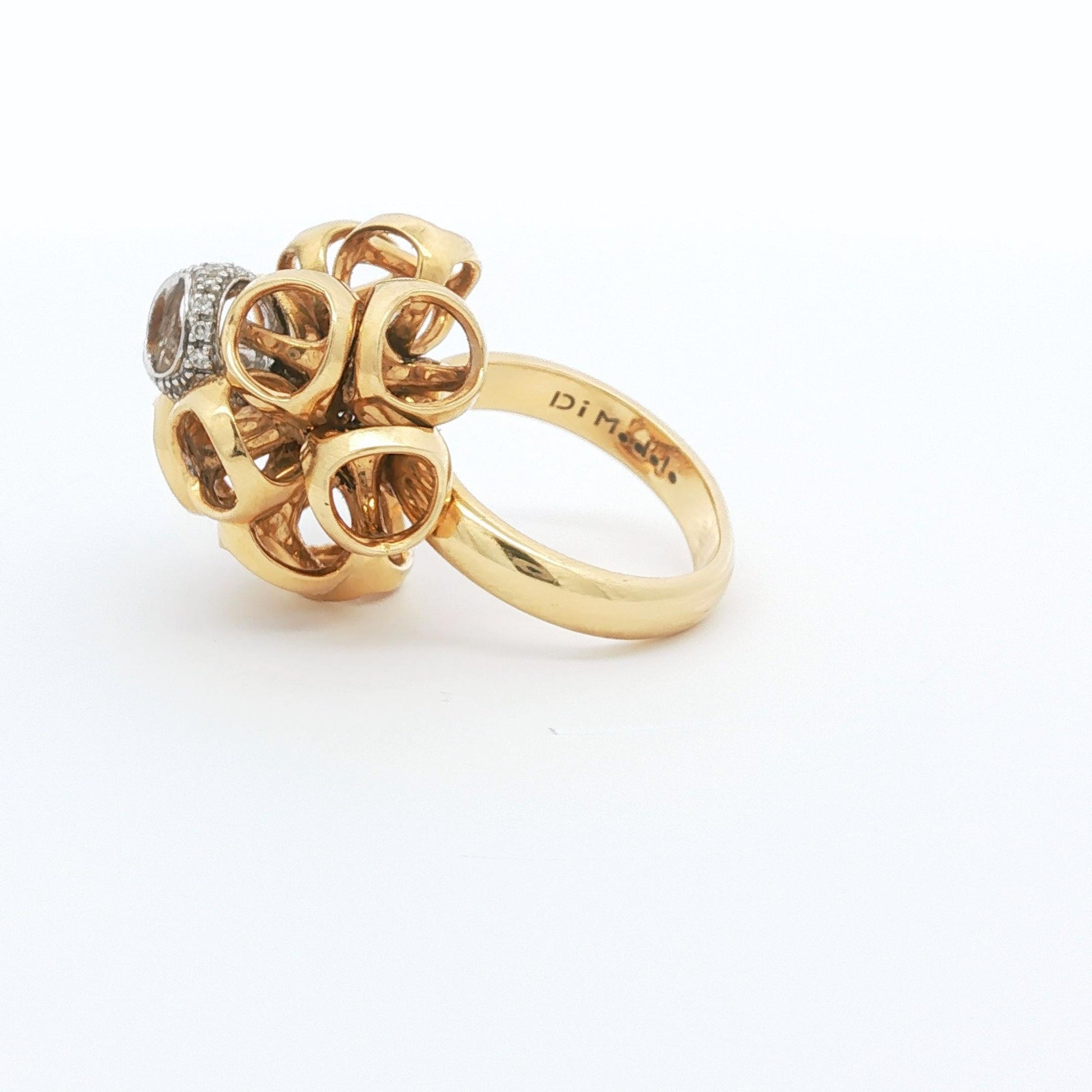 Medium Dimodolo Diamond Cocktail Ring in 18k White and Yellow Gold
