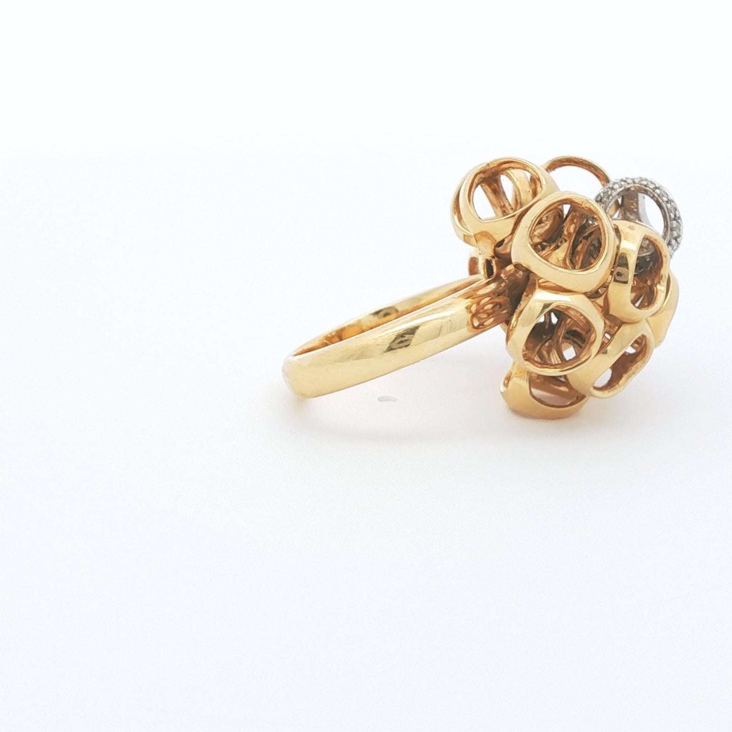 Medium Dimodolo Diamond Cocktail Ring in 18k White and Yellow Gold