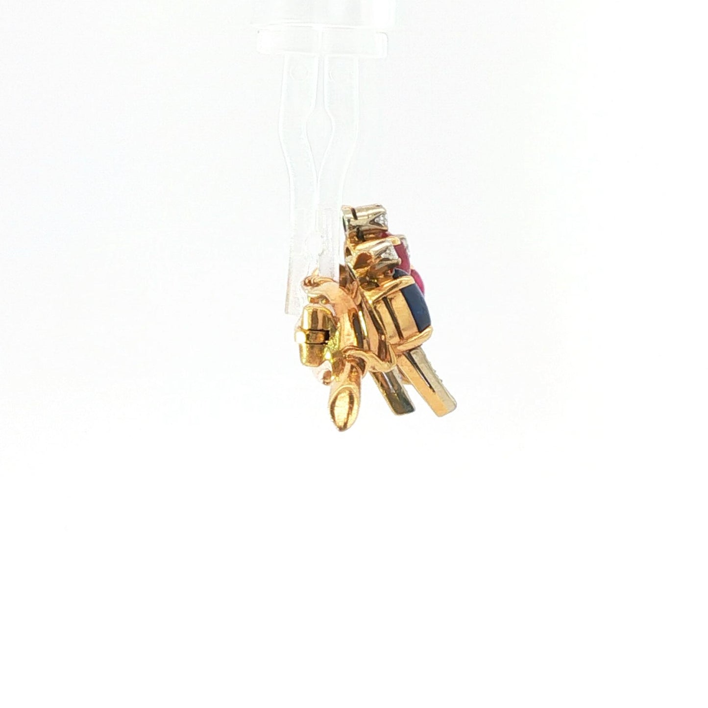 Chatting on the Branch! 18K Gold Ruby, Sapphire, and Diamond Four-Bird Brooch