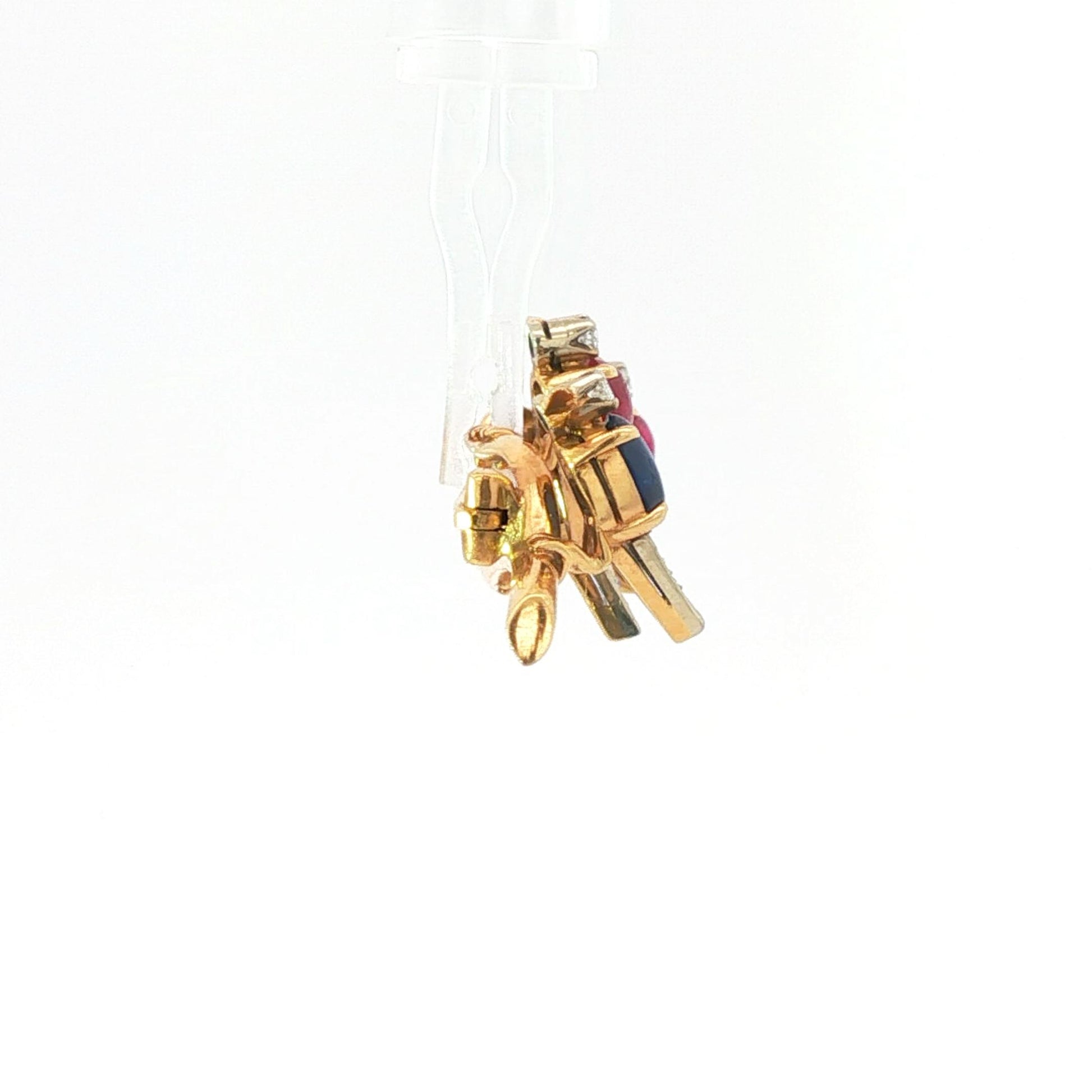 Chatting on the Branch! 18K Gold Ruby, Sapphire, and Diamond Four-Bird Brooch