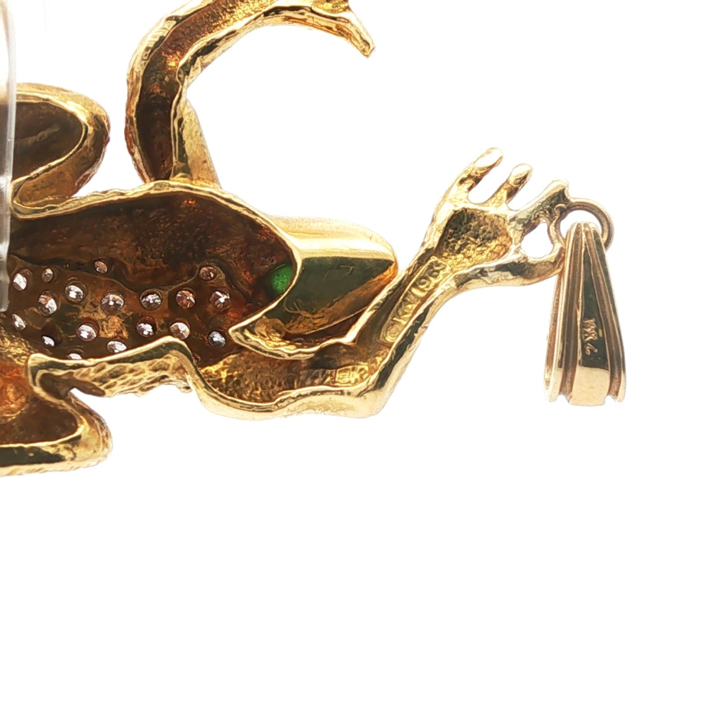 Vintage 1960s 18K Frog Pendant, Marked KV 1963