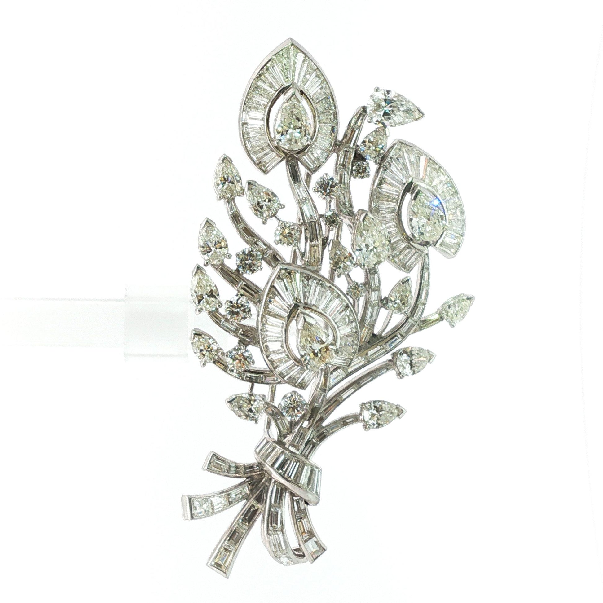 Amazingly Detailed 14K Vintage Diamond Floral Brooch
