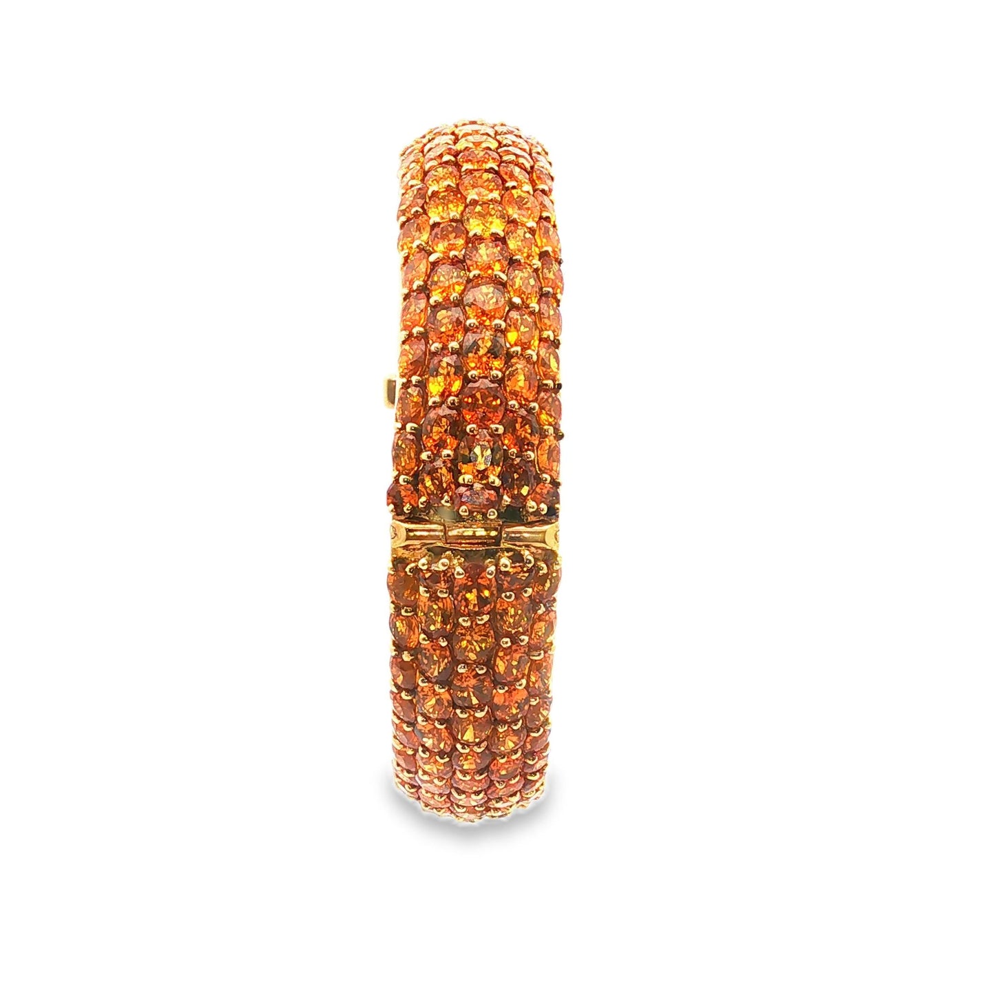 70-70 Yellow Sapphire Pave Hinged Bangle, 18K Yellow Gold