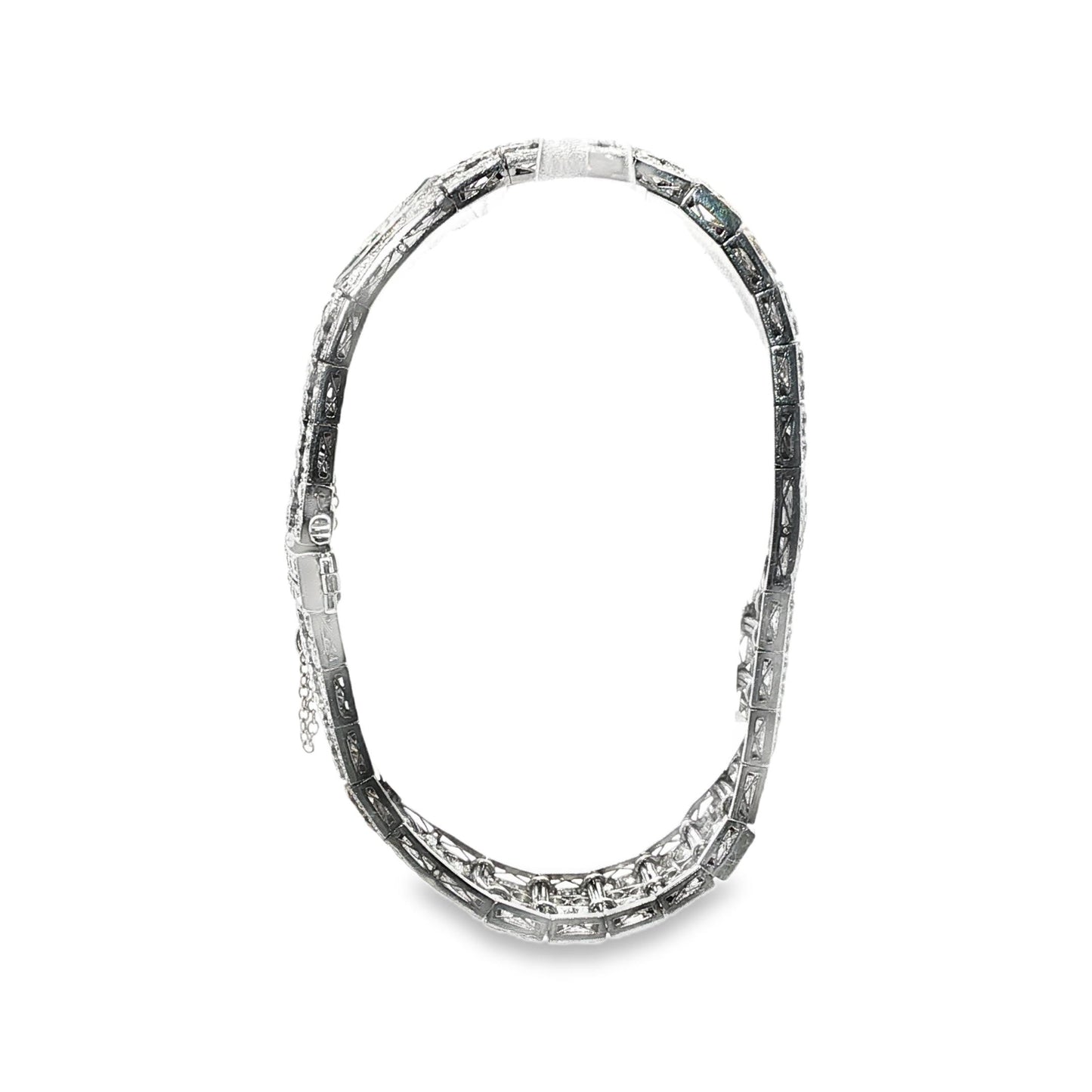 Vintage 1925 Marquise Diamond and Emerald Platinum Bracelet