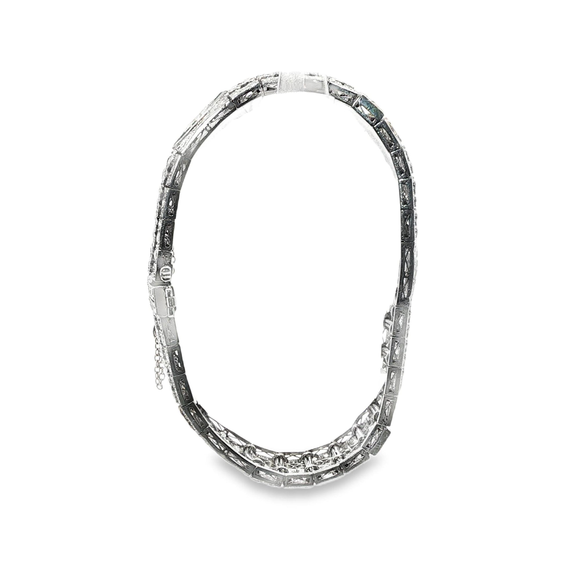 Vintage 1925 Marquise Diamond and Emerald Platinum Bracelet