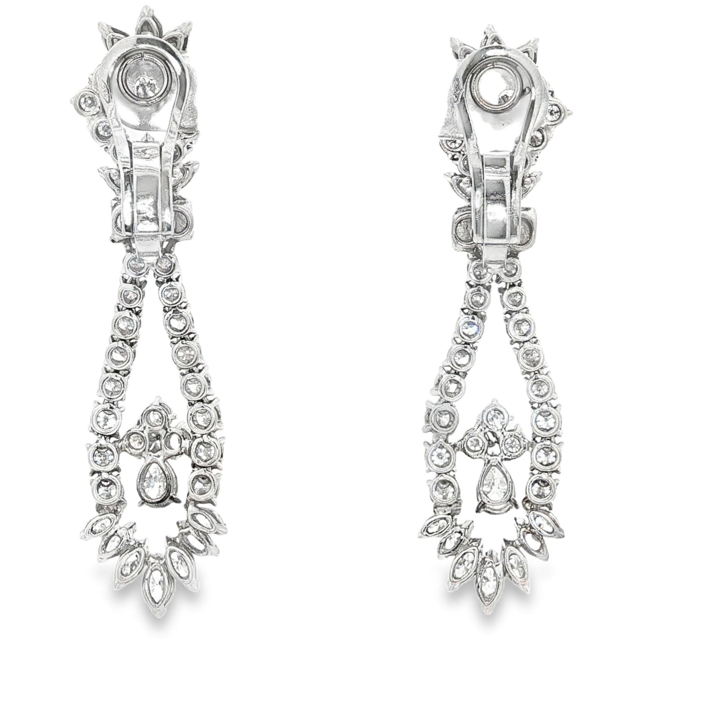 Vintage 11.2 CT 18K Pear, Marquise, and Round Brilliant Cut Earring