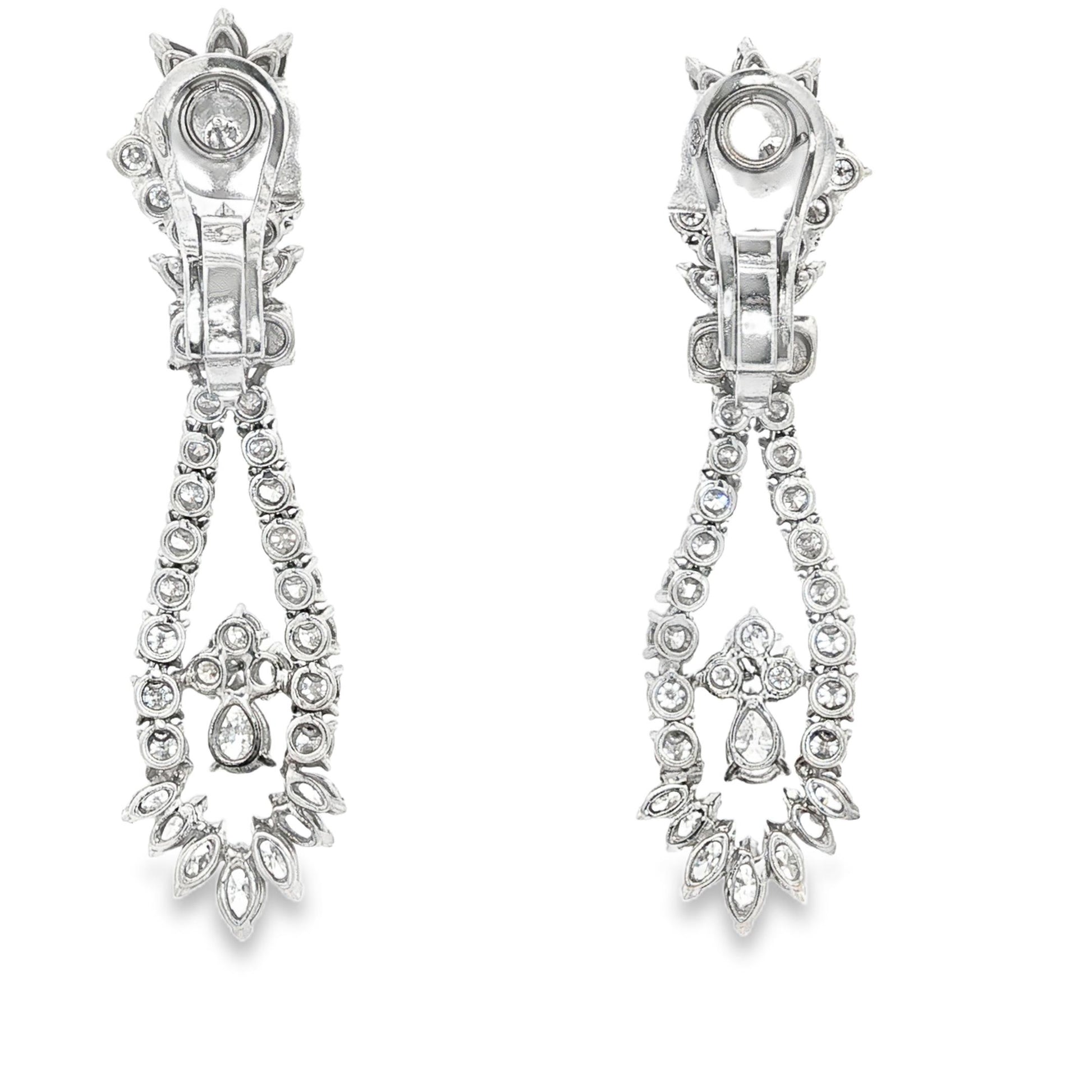 Vintage 11.2 CT 18K Pear, Marquise, and Round Brilliant Cut Earring