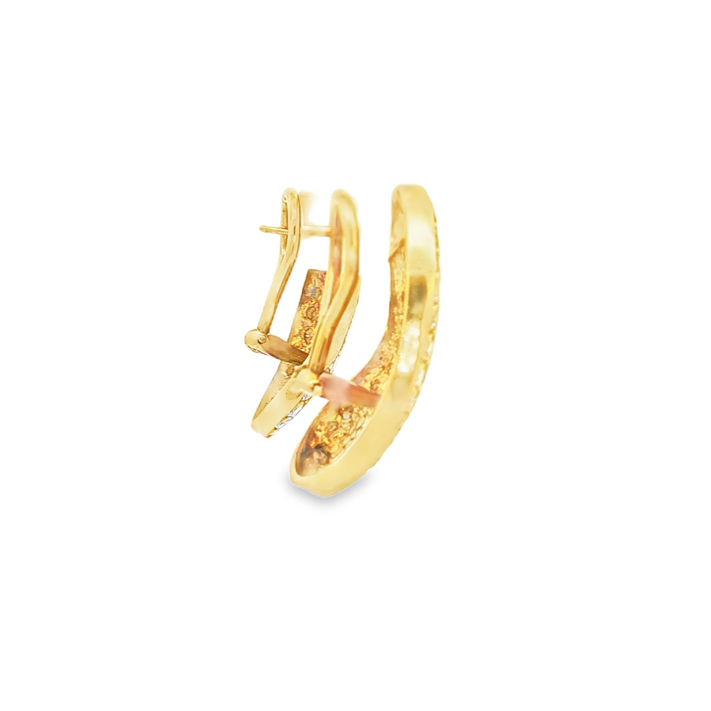 Vintage 18K Yellow Gold Diamond-Bordered Comma/Bean Clip Earrings